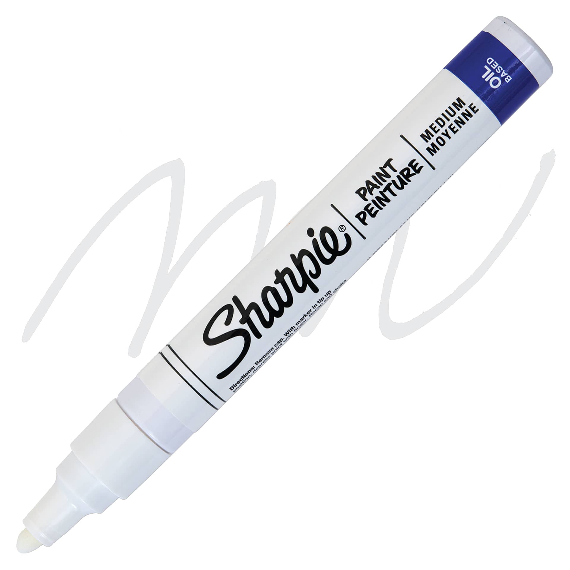 Sharpie Oil-Based Paint Marker - White, Medium Point, swatch and marker Sharpie Oil-Based Paint Marker - White, Medium Point, swatch and marker