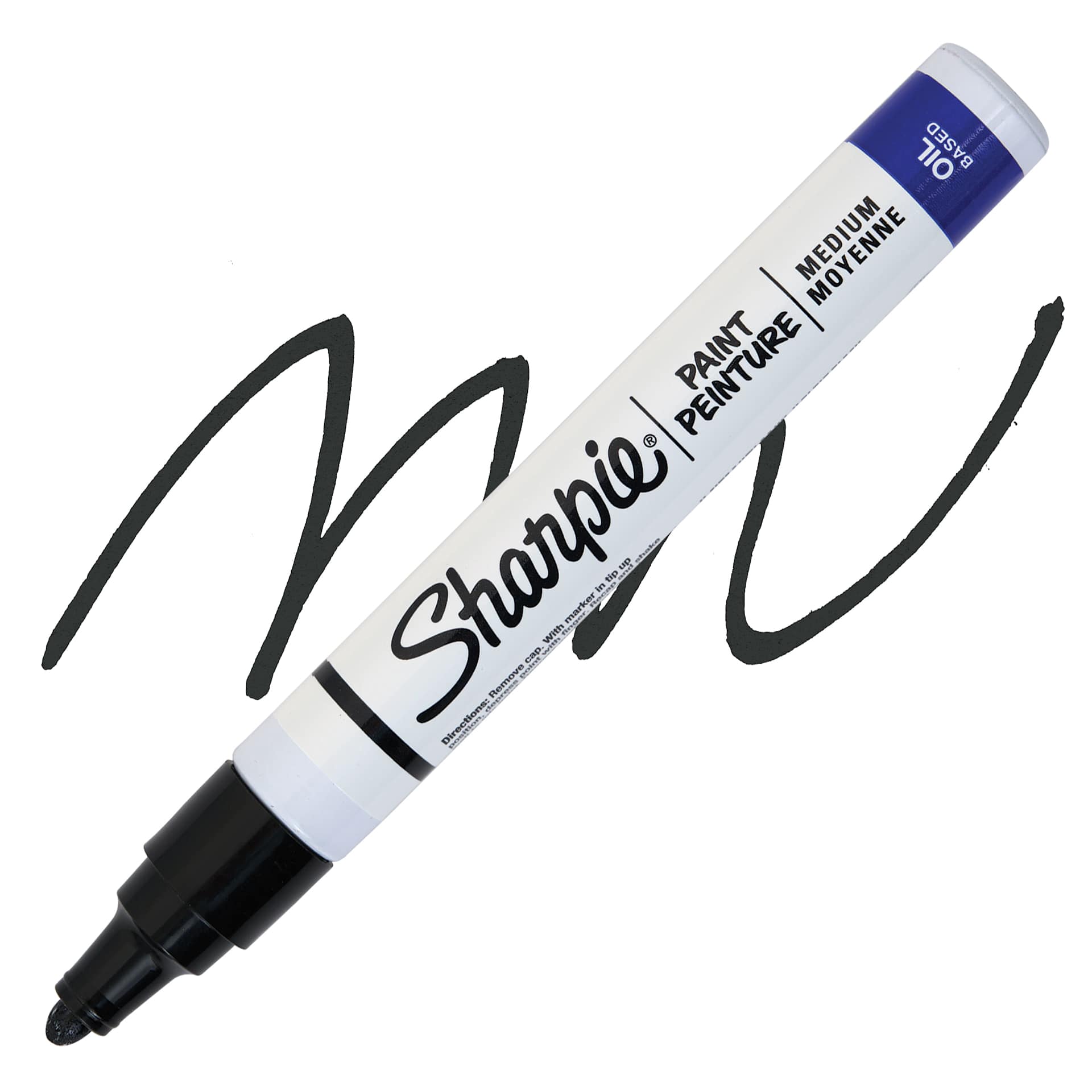 Sharpie Oil-Based Paint Marker - Black, Medium Point, swatch and marker