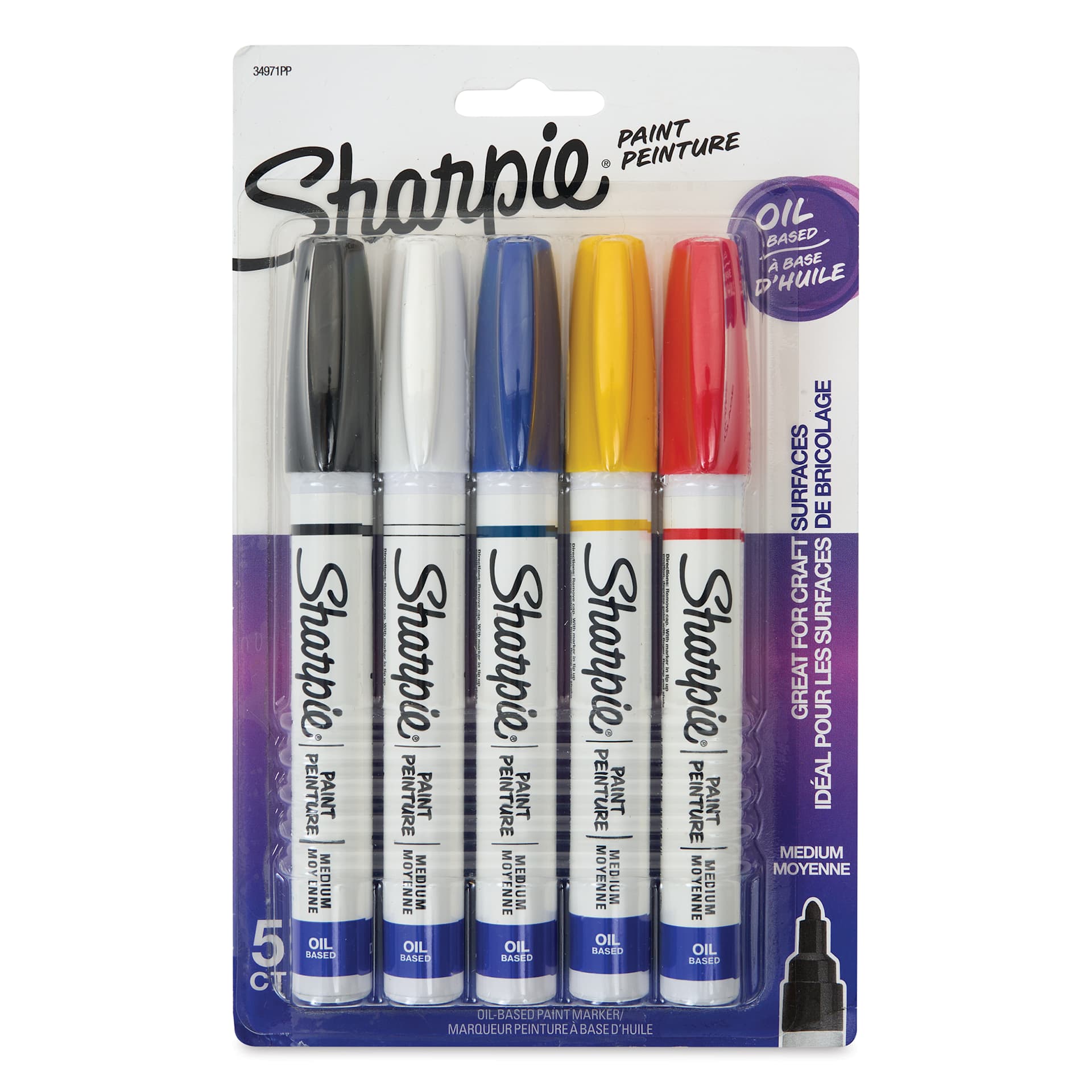 Sharpie Oil-Based Paint Marker Set - Assorted, Medium Point, Set of 5, front of the packaging