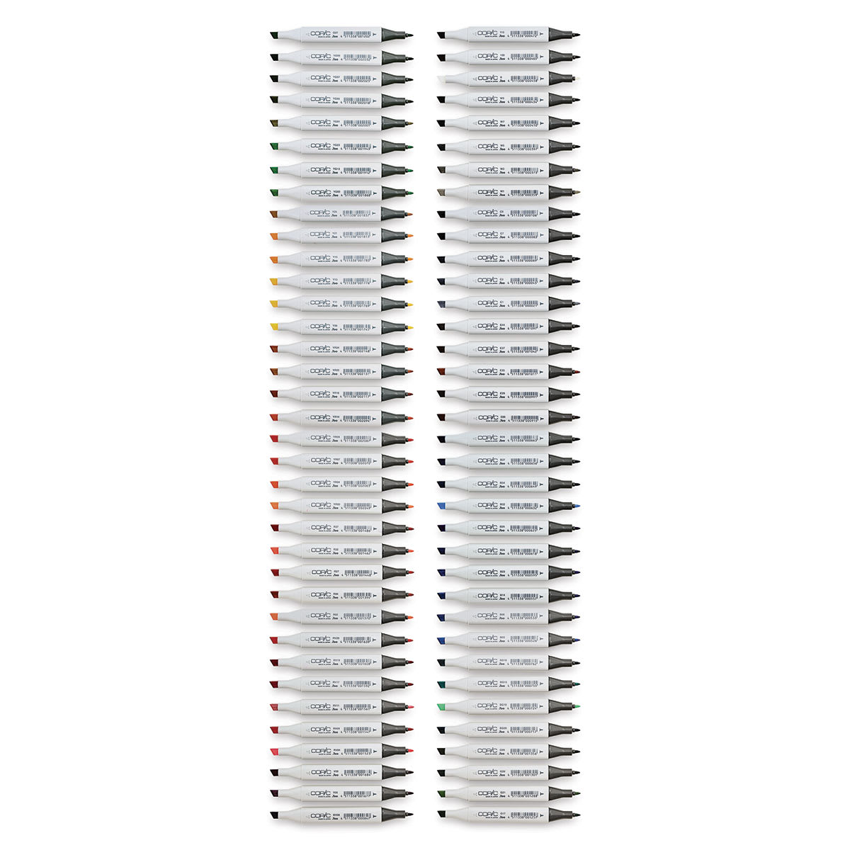 Copic Classic Marker - Set A Broad Range, Set of 72 (set contents with caps off)