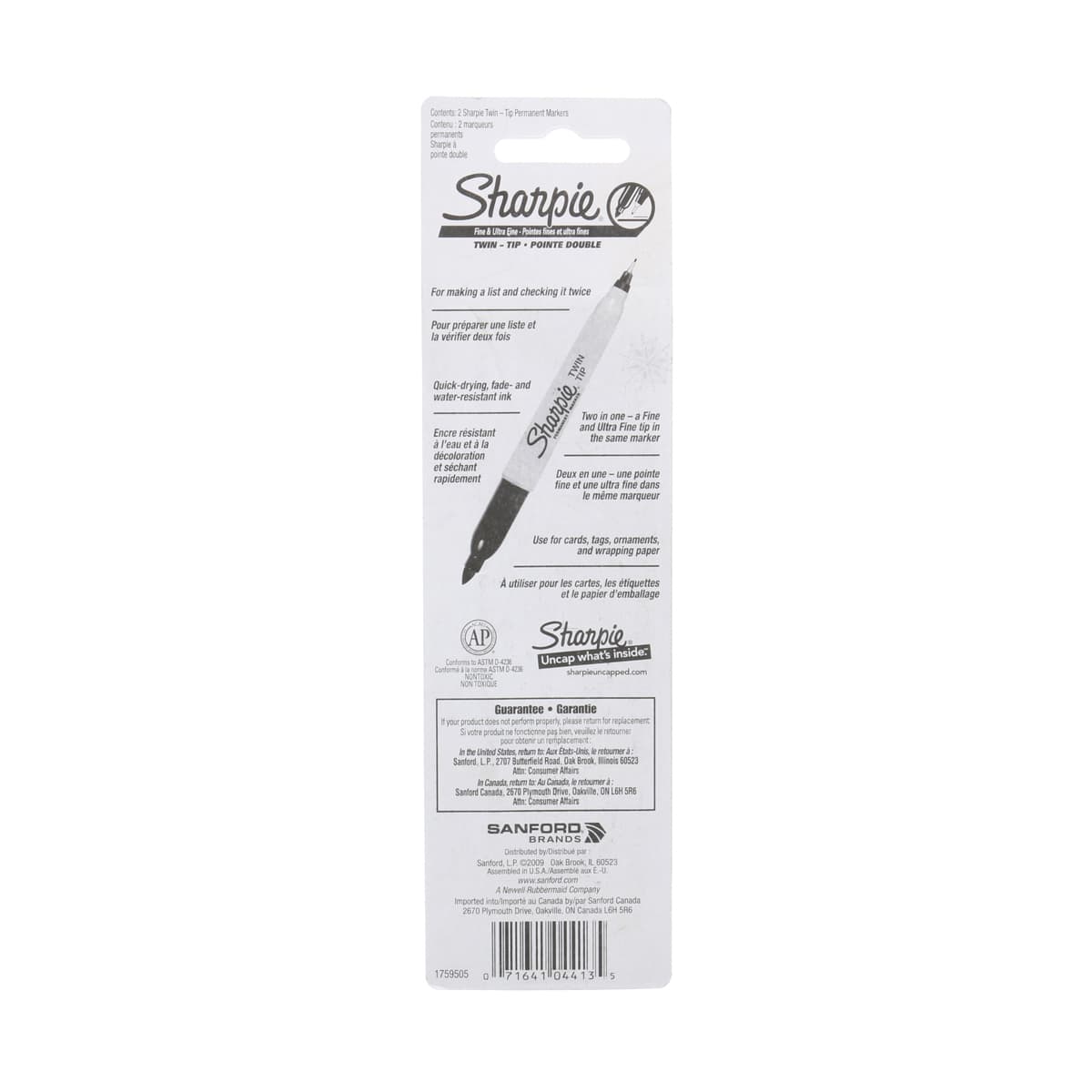 Sharpie Twin Tip Permanent Markers 2-Color Set (Red Green) - Peggable