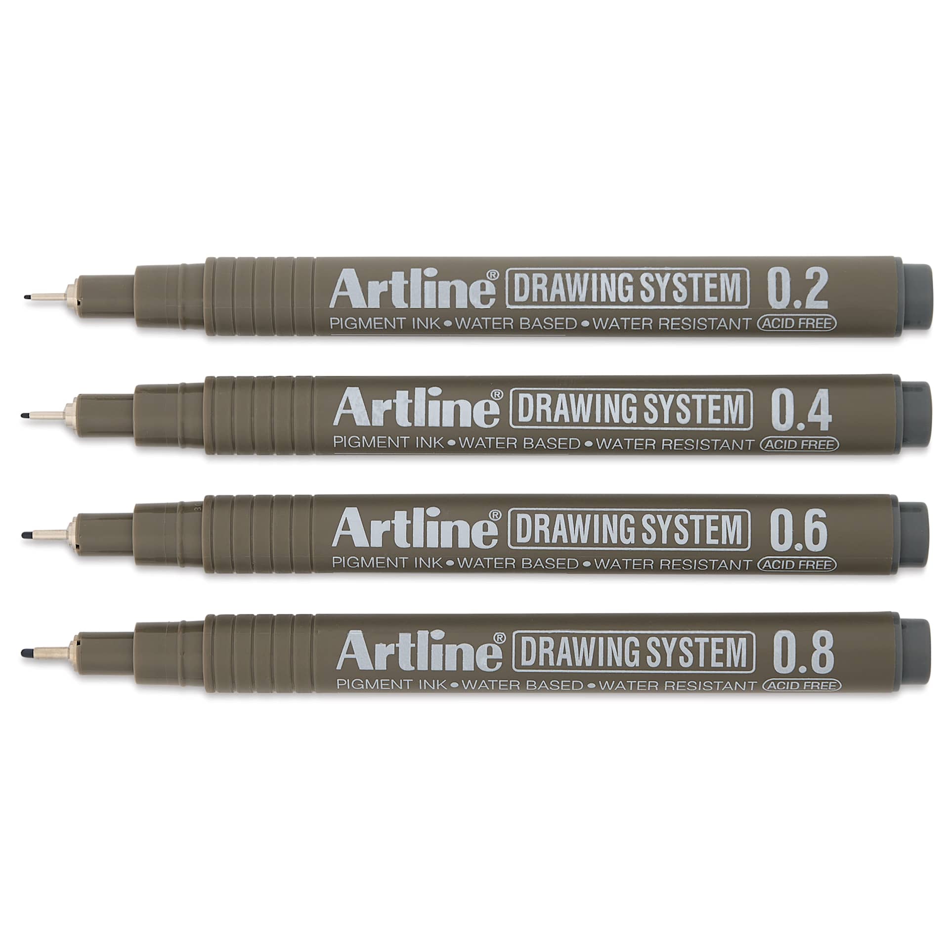 Artline Drawing Pens - Wallet Set of 4, Grey, contents