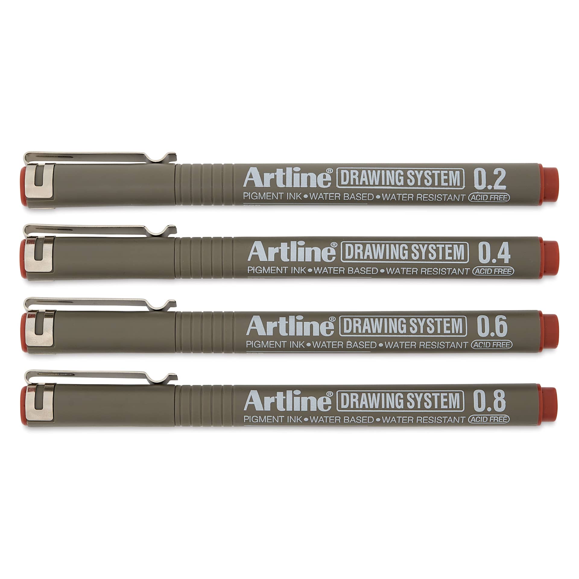 Artline Drawing Pens - Wallet Set of 4, Sepia, capped