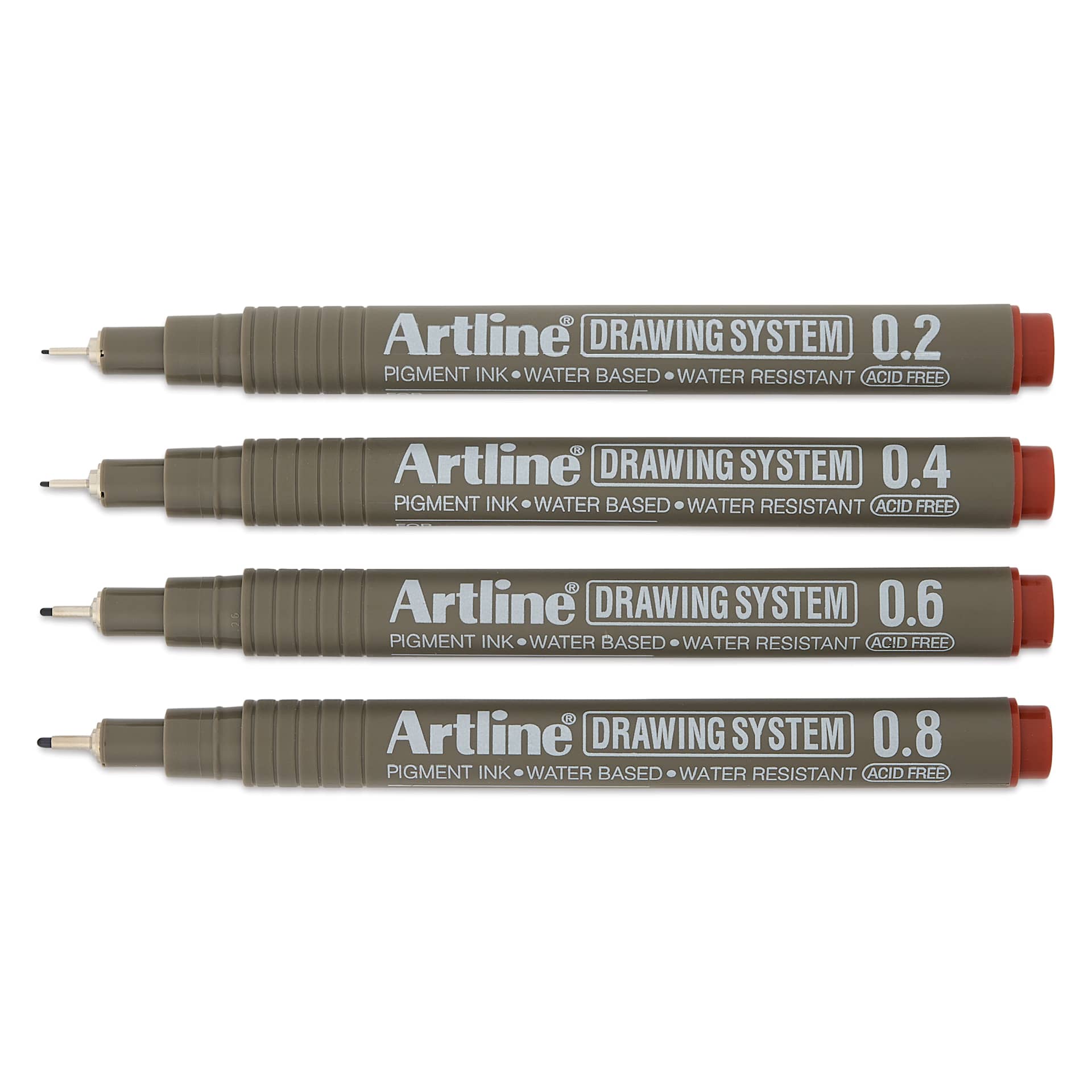 Artline Drawing Pens - Wallet Set of 4, Sepia, contents