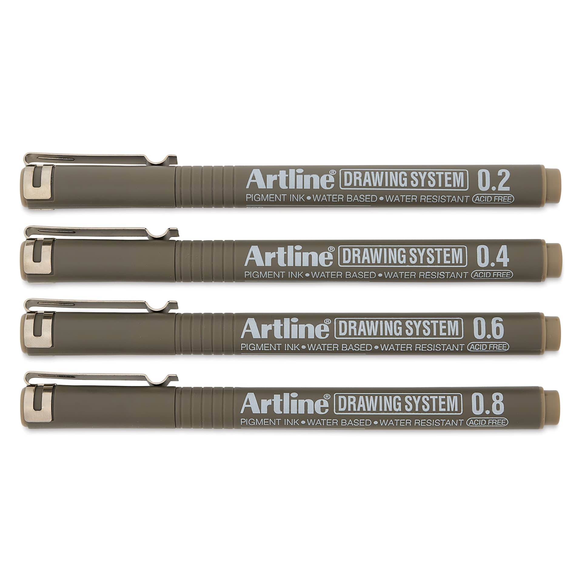 Artline Drawing Pens - Wallet Set of 4, Pale Brown, capped