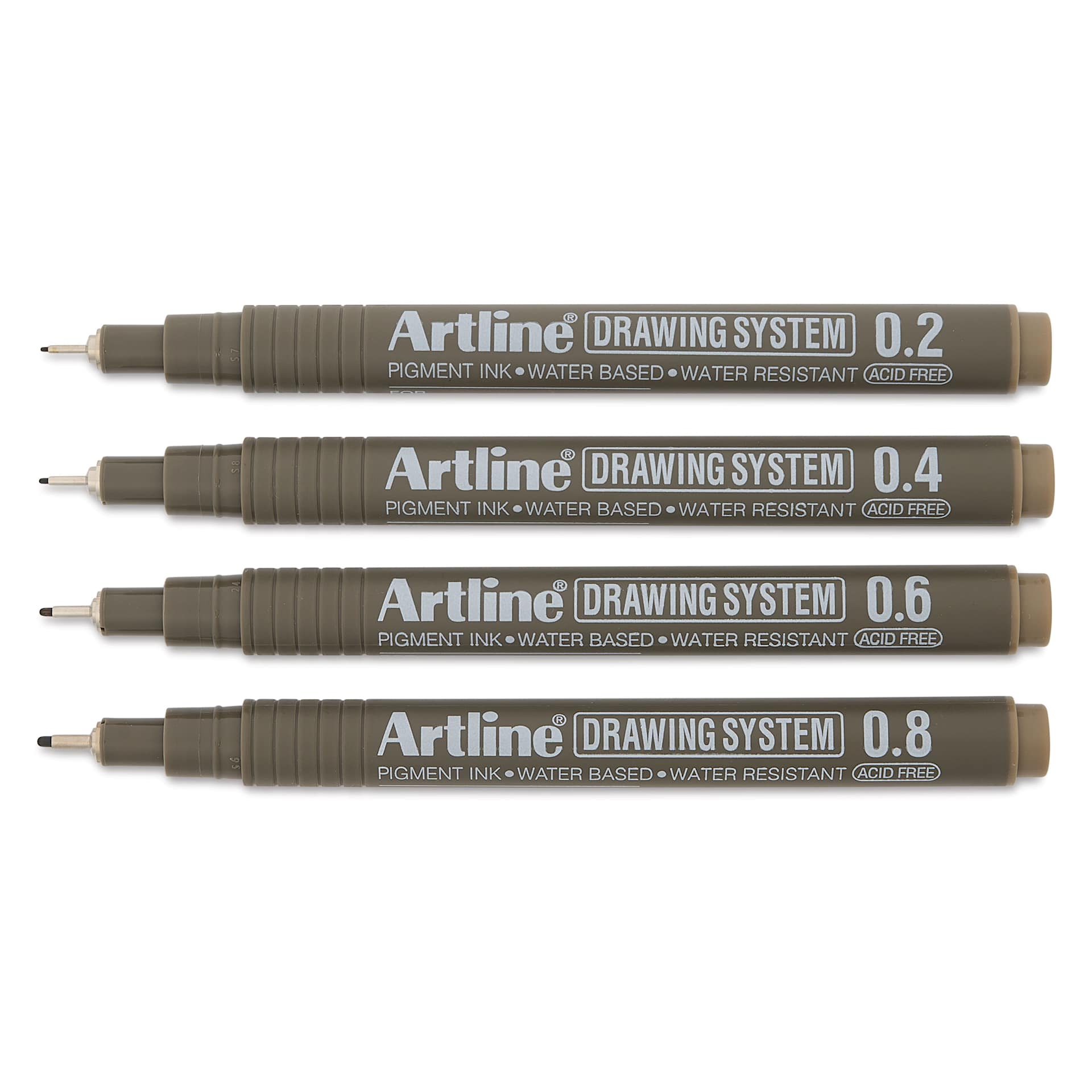 Artline Drawing Pens - Wallet Set of 4, Pale Brown, contents