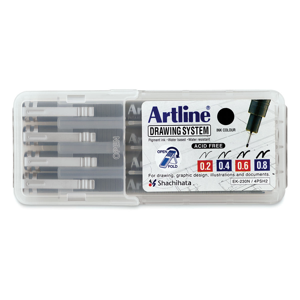 Artline Drawing Pens - Wallet Set B, Set of 4 Outside of Packaging