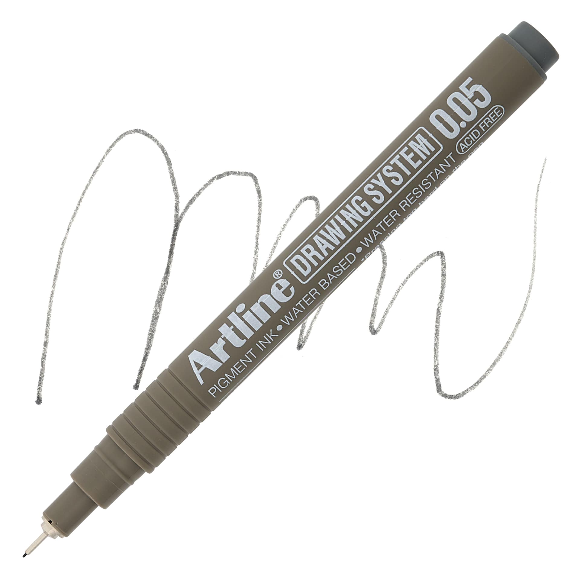Artline Drawing Pen - Grey, 0.05 mm Tip pen with swatch