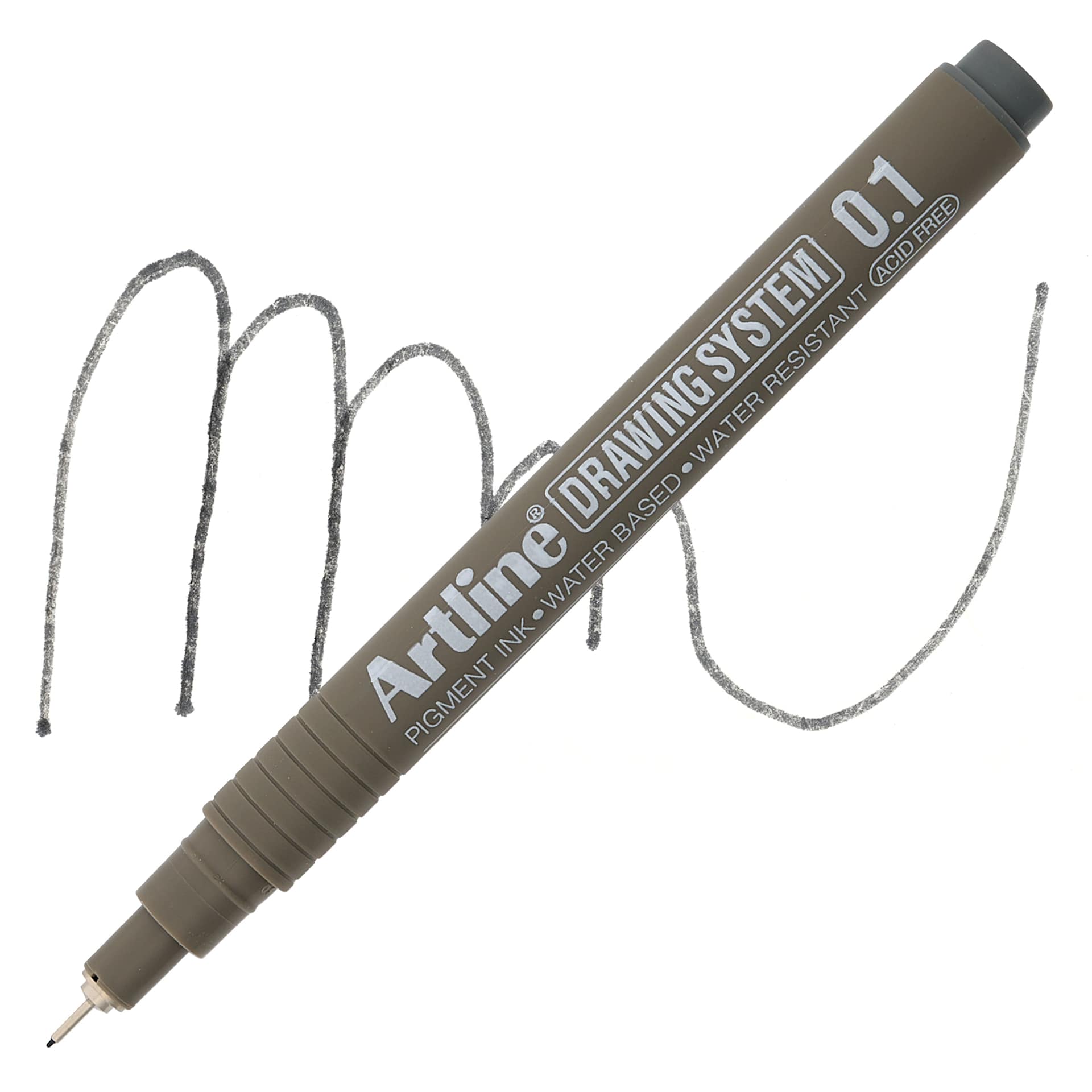 Artline Drawing Pen - Grey, 0.1 mm Tip pen with swatch