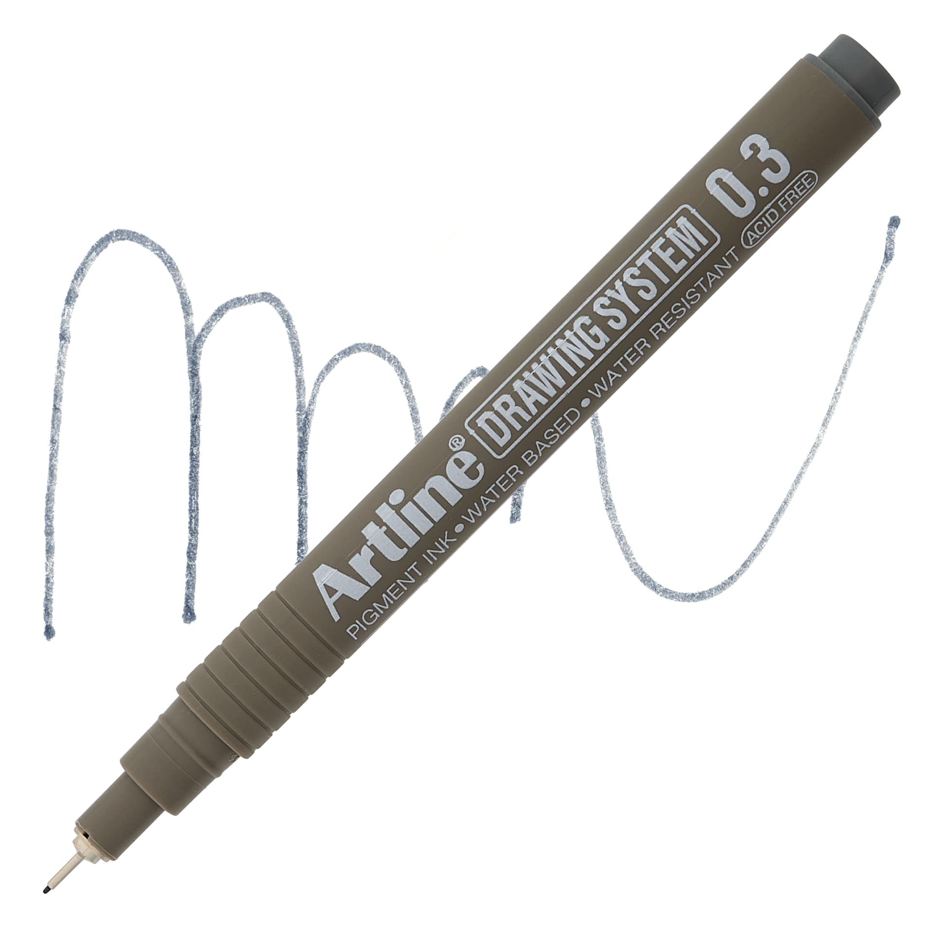 Artline Drawing Pen - Grey, 0.3 mm Tip pen with swatch