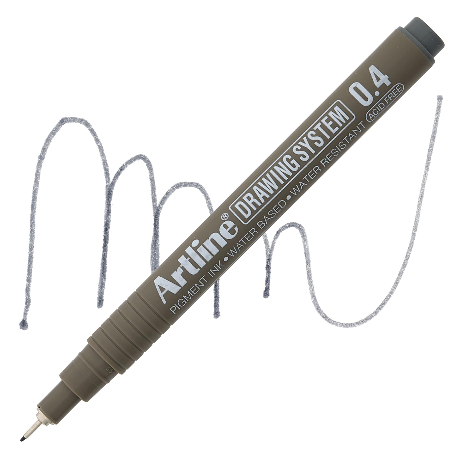 Artline Drawing Pen - Grey, 0.4 mm Tip pen with swatch