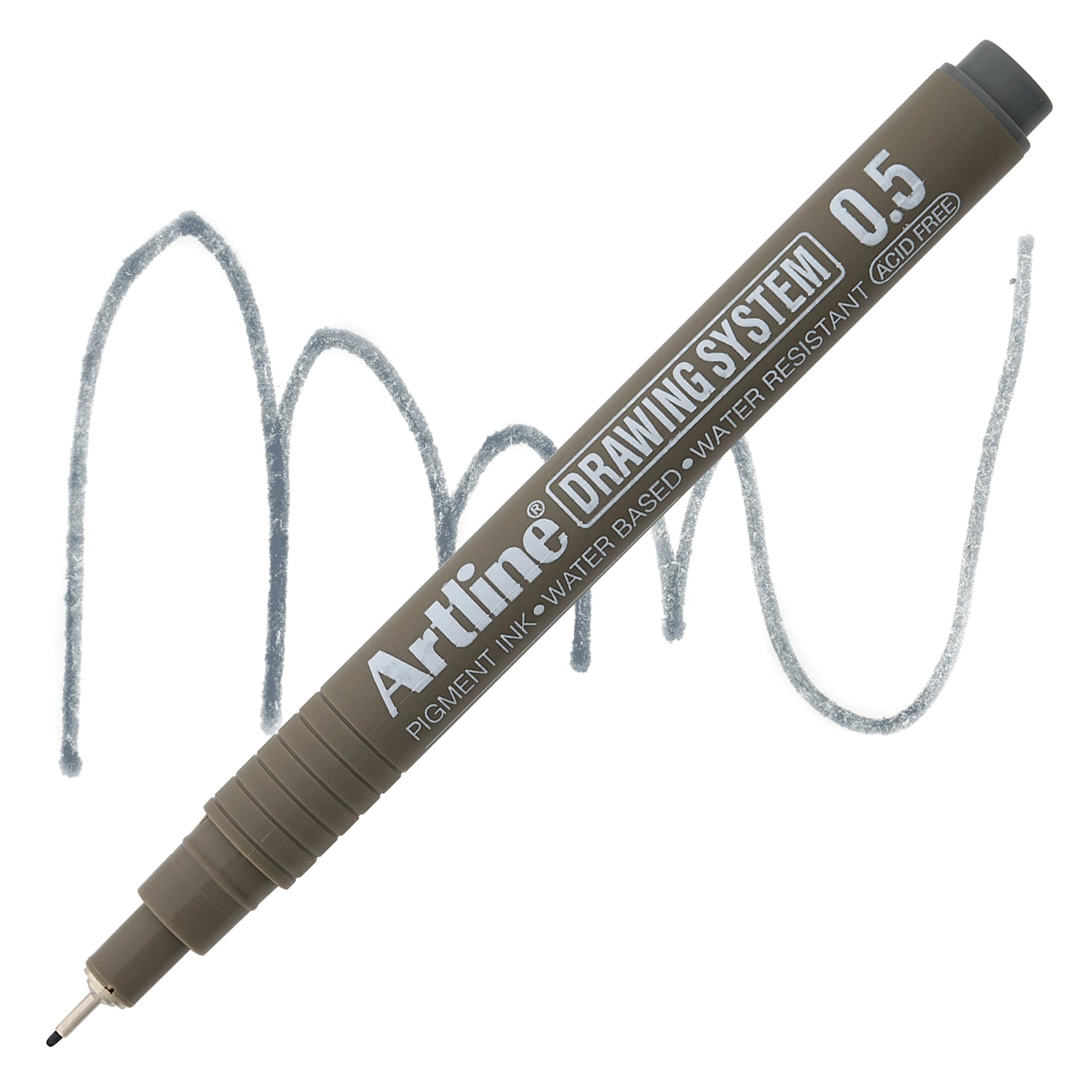 Artline Drawing Pen - Grey, 0.5 mm Tip pen with swatch