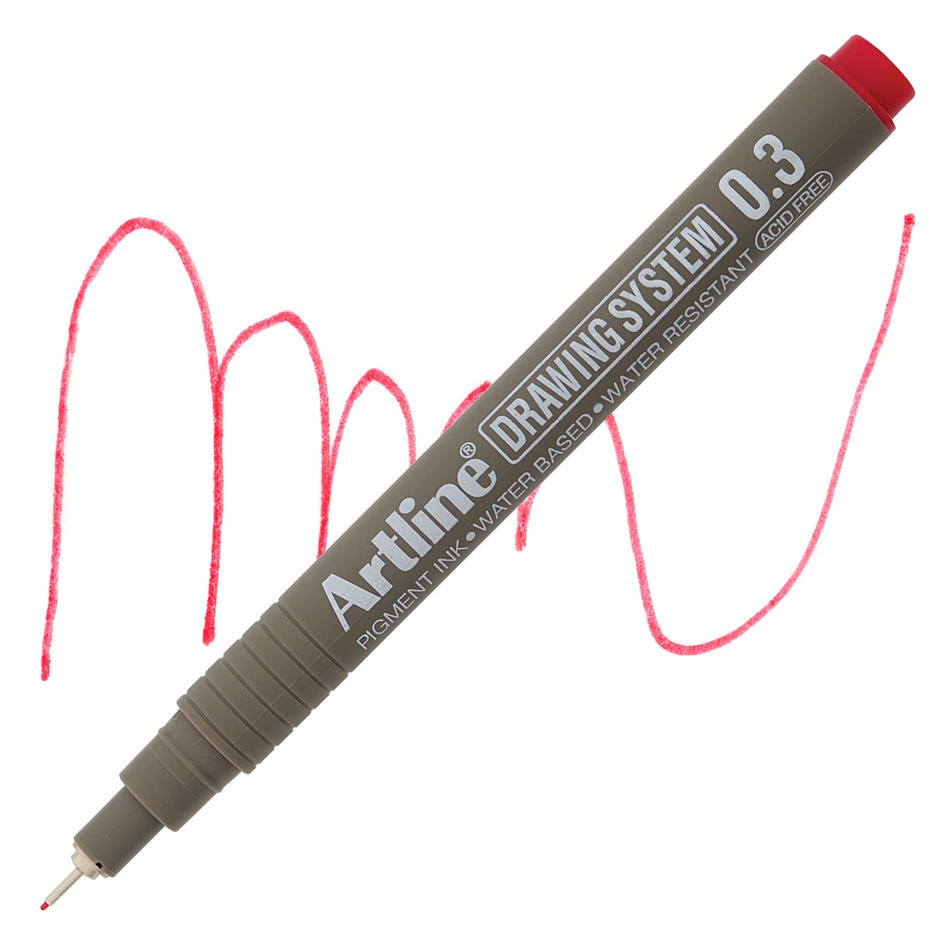 Artline Drawing Pen - Red, 0.3 mm Tip pen with swatch