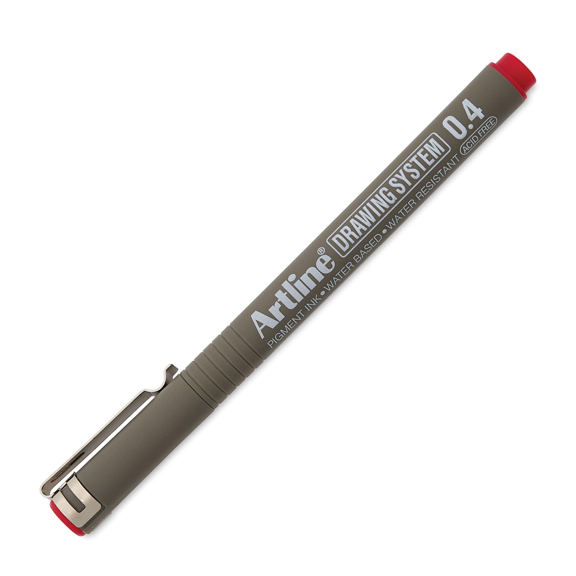 Artline Drawing Pen - Red, 0.4 mm Tip, capped
