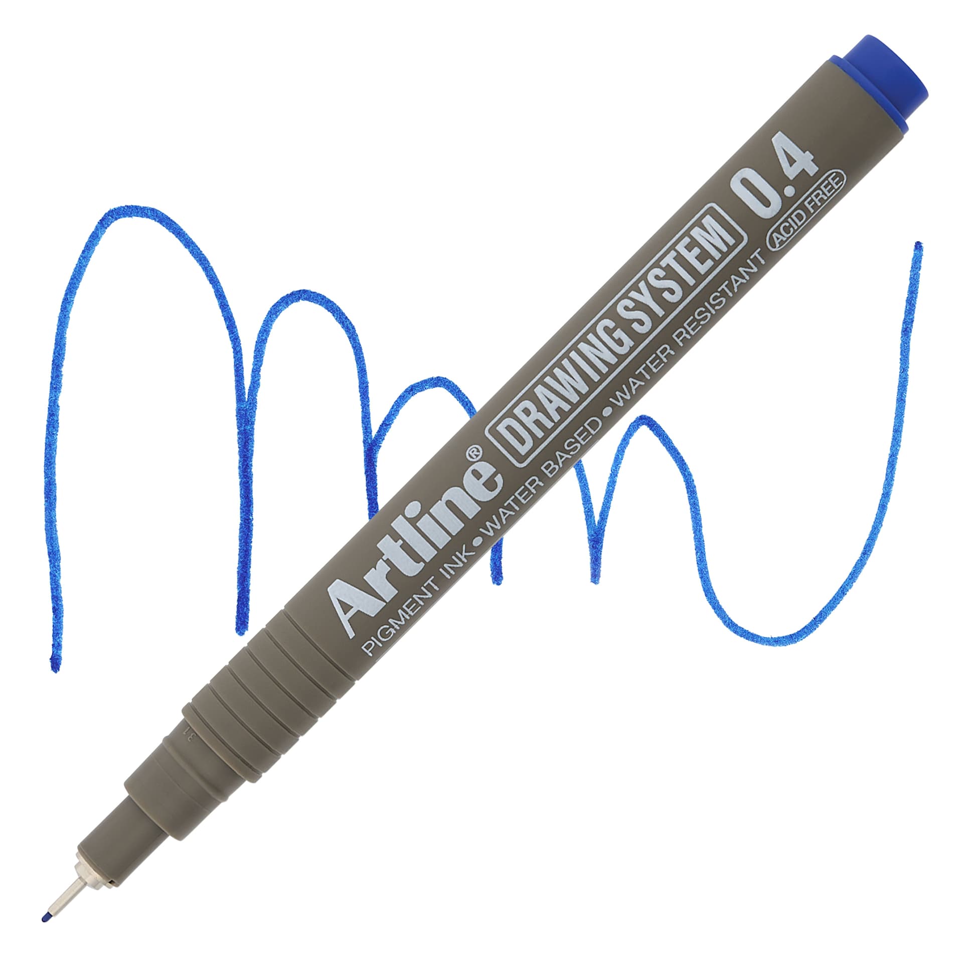 Artline Drawing Pen - Blue, 0.4 mm Tip pen with swatch