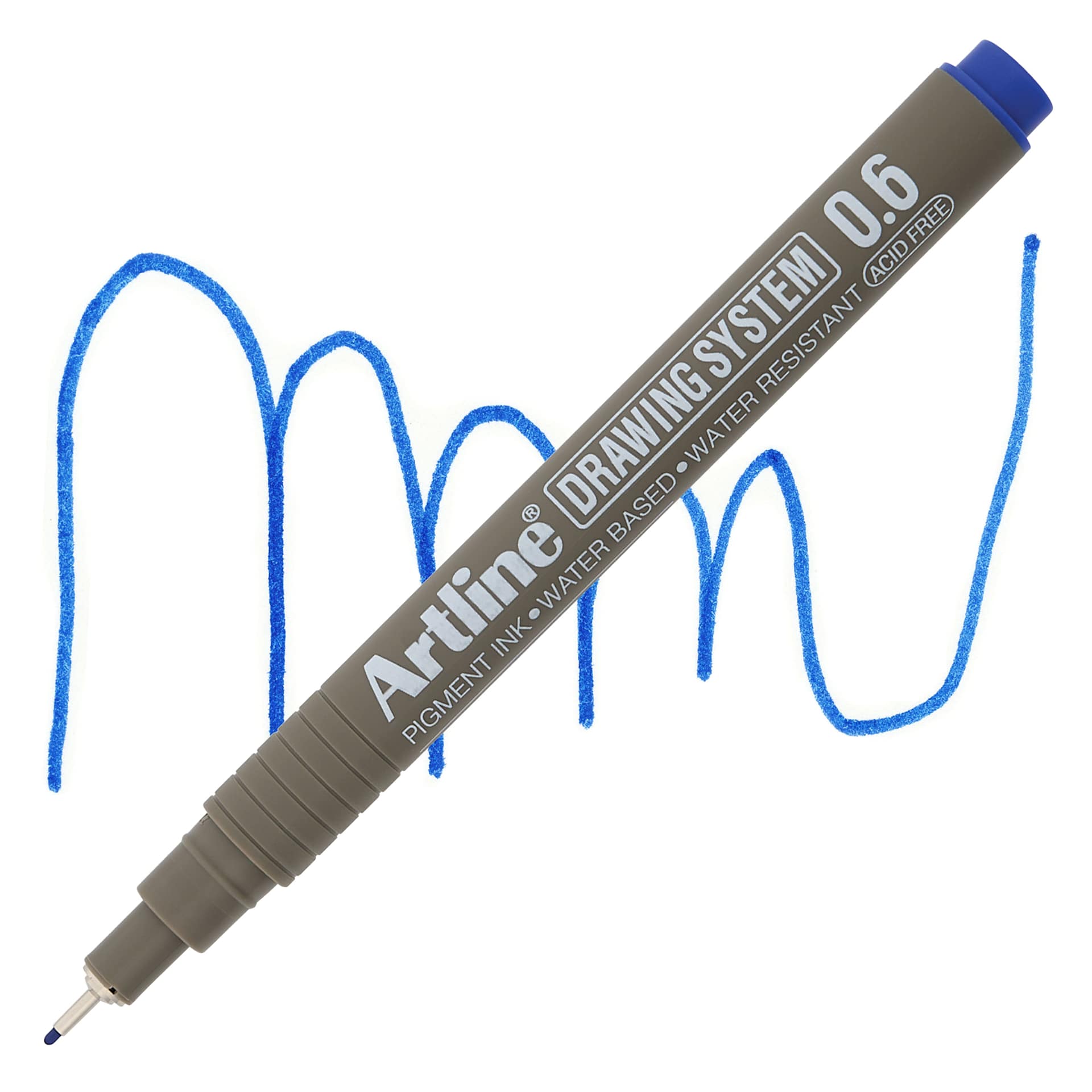 Artline Drawing Pen - Blue, 0.6 mm Tip pen with swatch