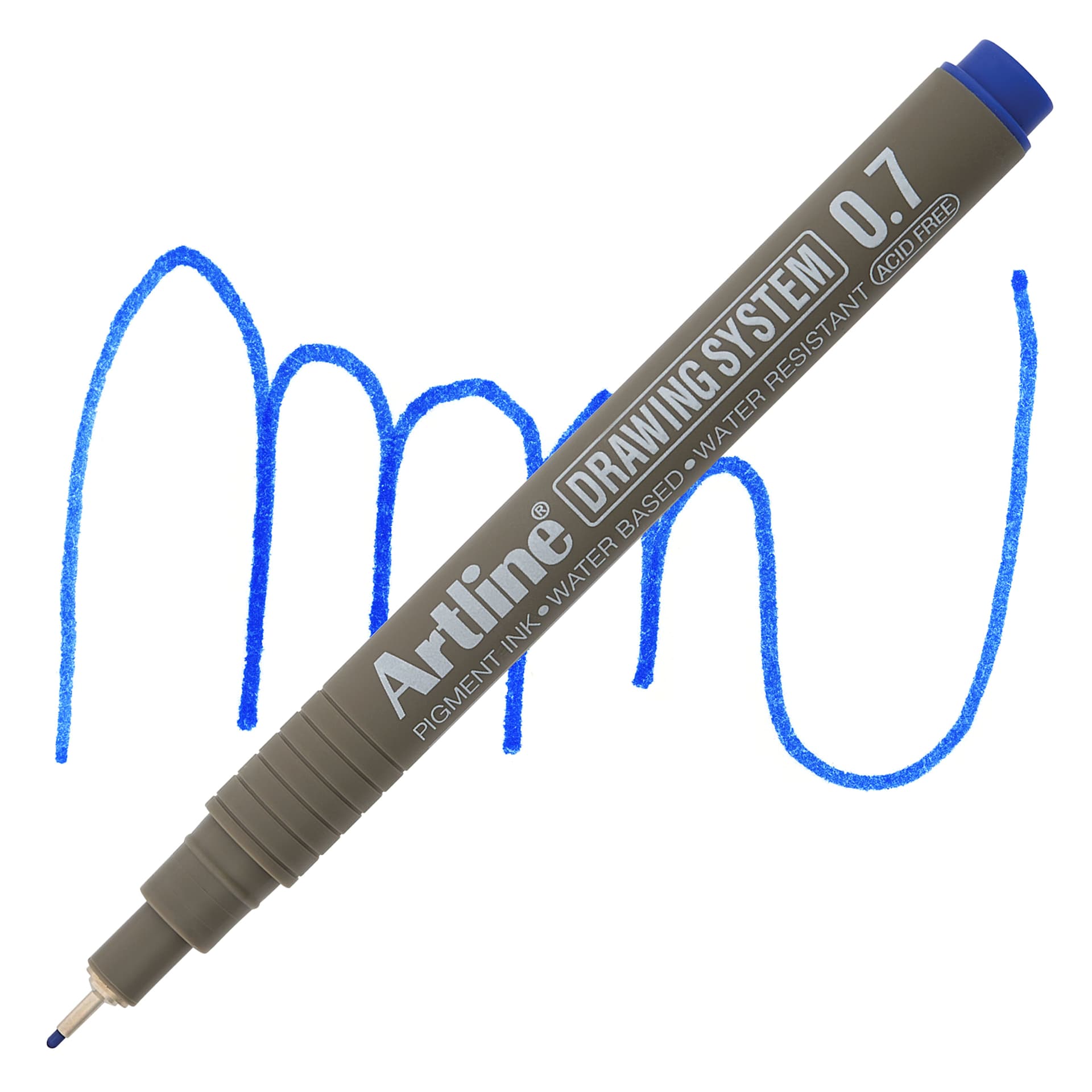 Artline Drawing Pen - Blue, 0.7 mm Tip pen with swatch