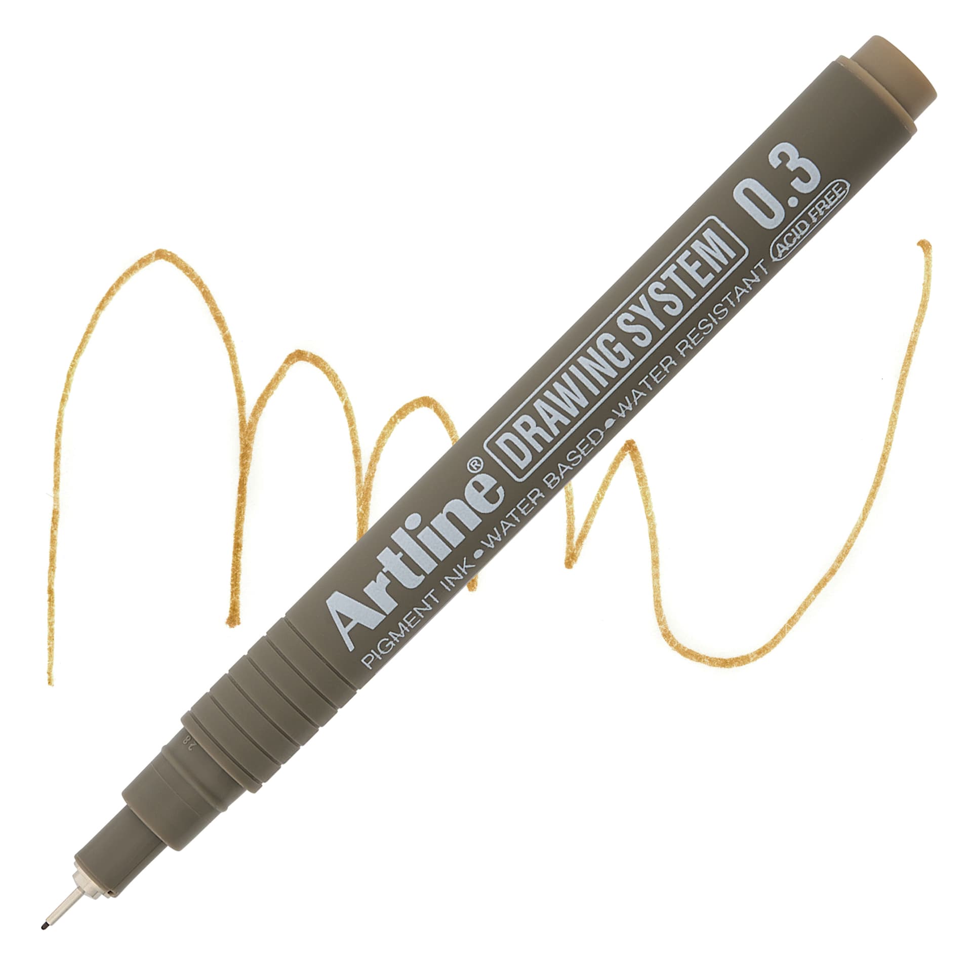 Artline Drawing Pen - Pale Brown, 0.3 mm Tip pen with swatch