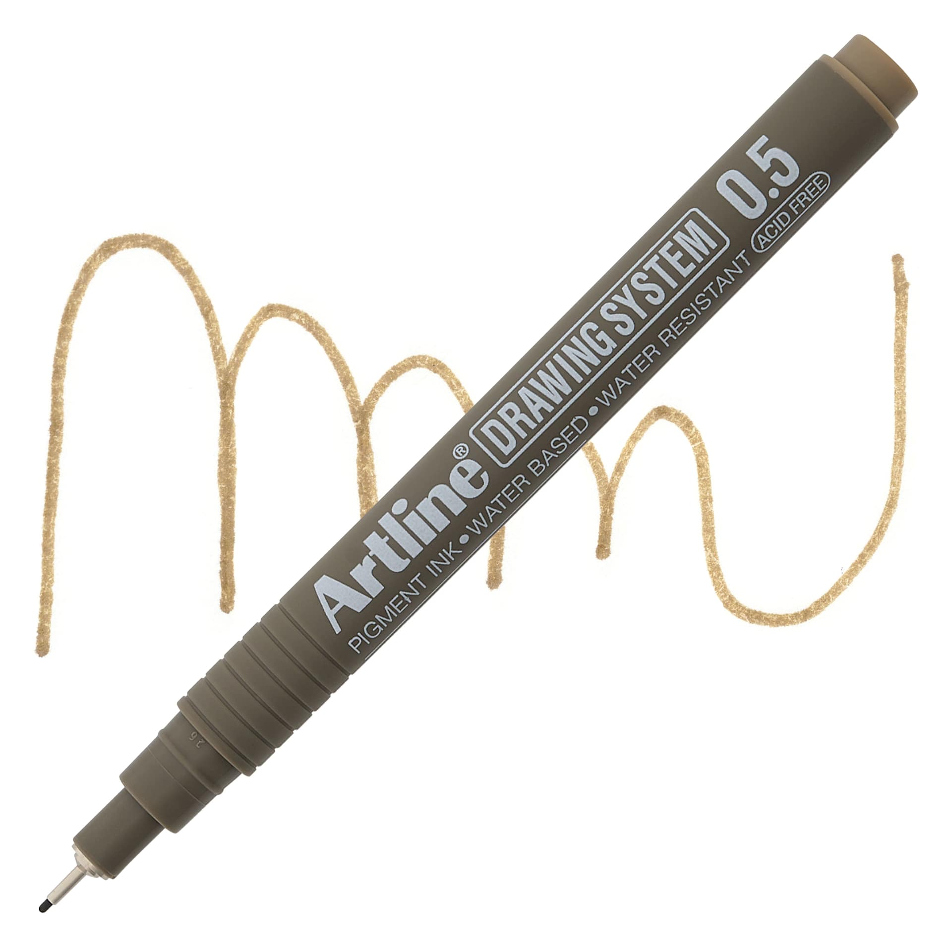 Artline Drawing Pen - Pale Brown, 0.5 mm Tip pen with swatch