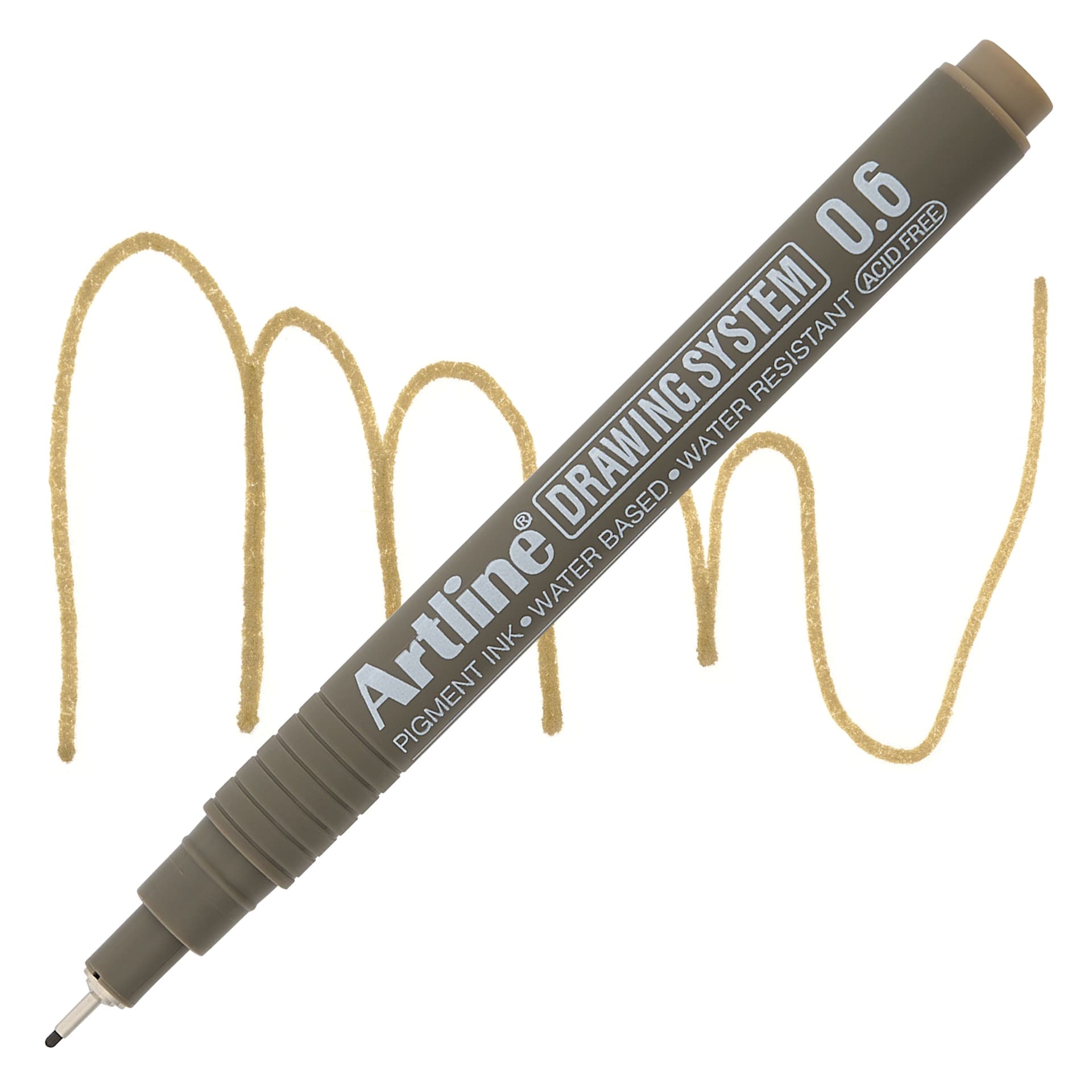 Artline Drawing Pen - Pale Brown, 0.6 mm Tip pen with swatch
