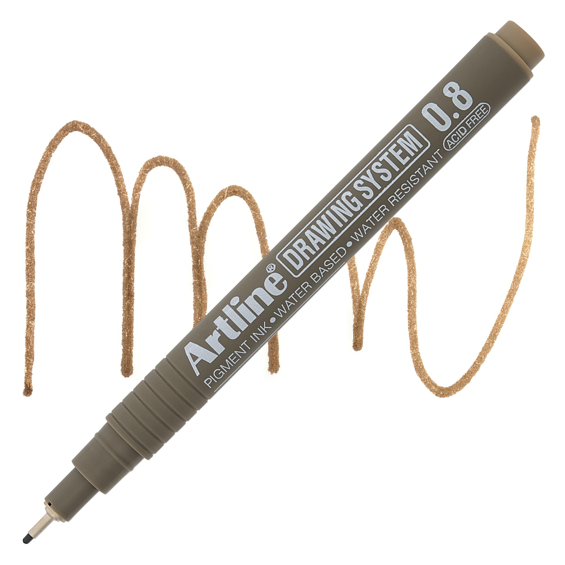Artline Drawing Pen - Pale Brown, 0.8 mm Tip pen with swatch