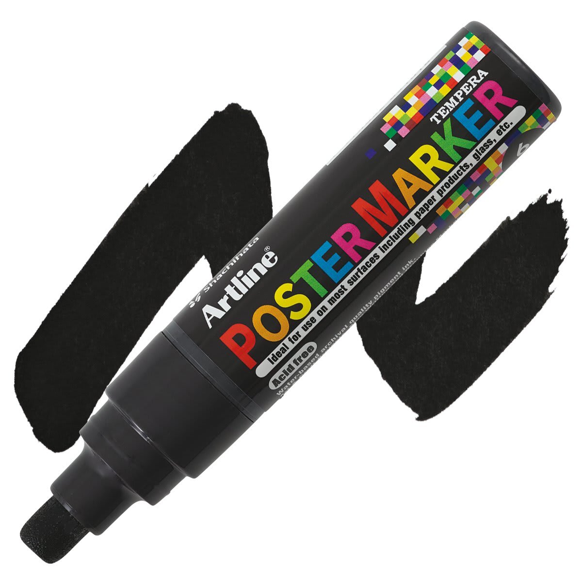 Artline Poster Markers - 6 mm Tip, Black marker and swatch