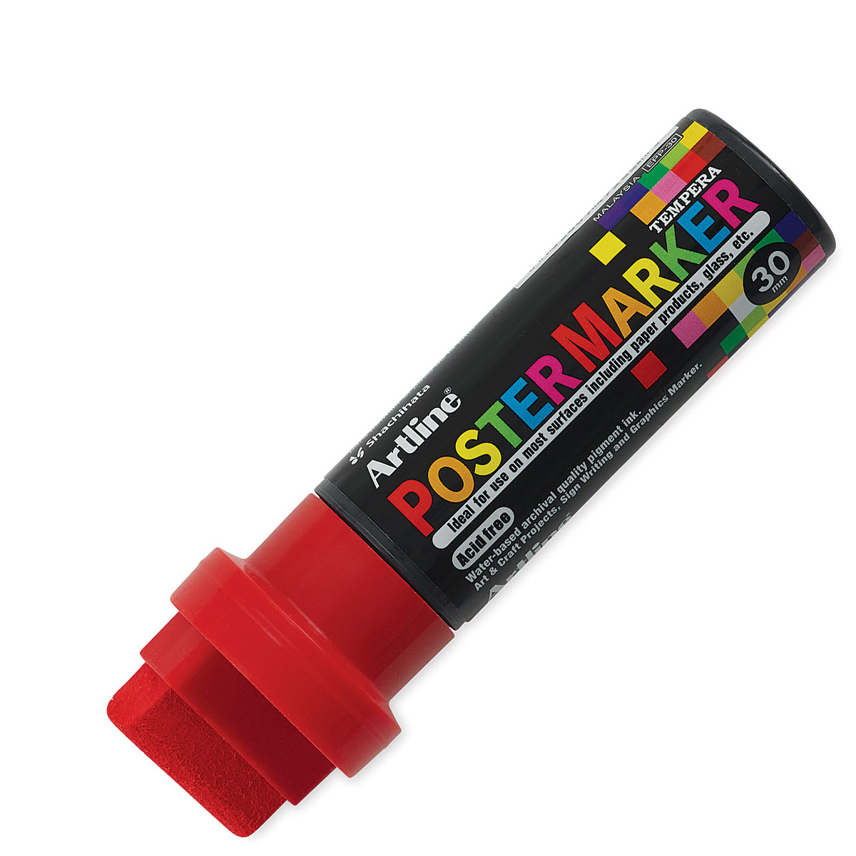 Artline Poster Markers - Single Red 30.0 mm Tip marker shown uncapped at angle