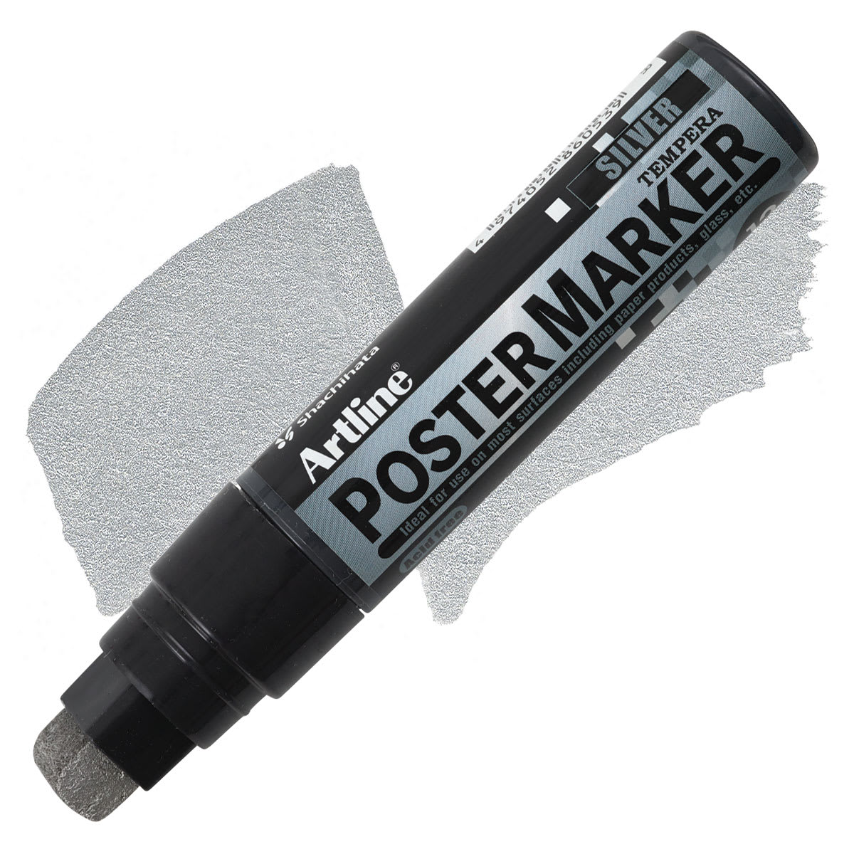 Artline Poster Markers - Metallic Silver, 12 mm marker and swatch