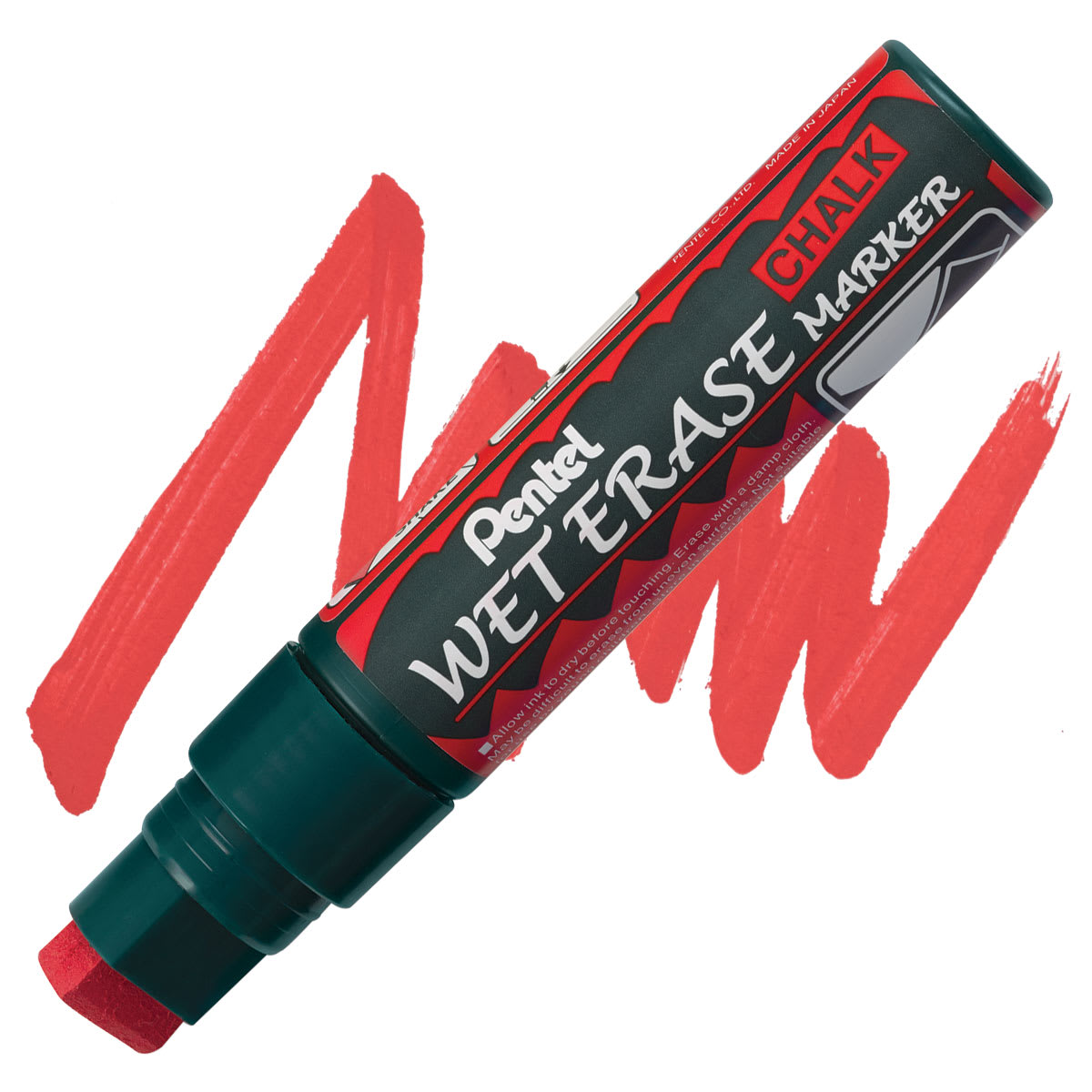 Pentel Wet Erase Chalk Markers, Jumbo Point, Red marker and swatch