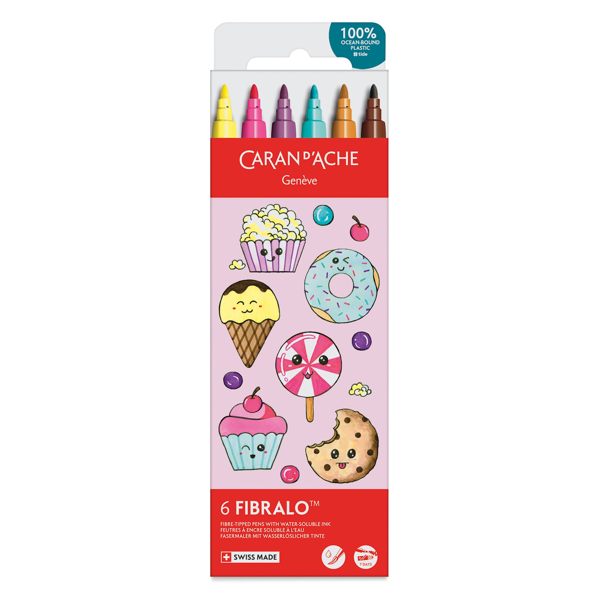 Caran d'Ache Fibralo Water-Soluble Markers - Set of 6, Kawaii Candy World
