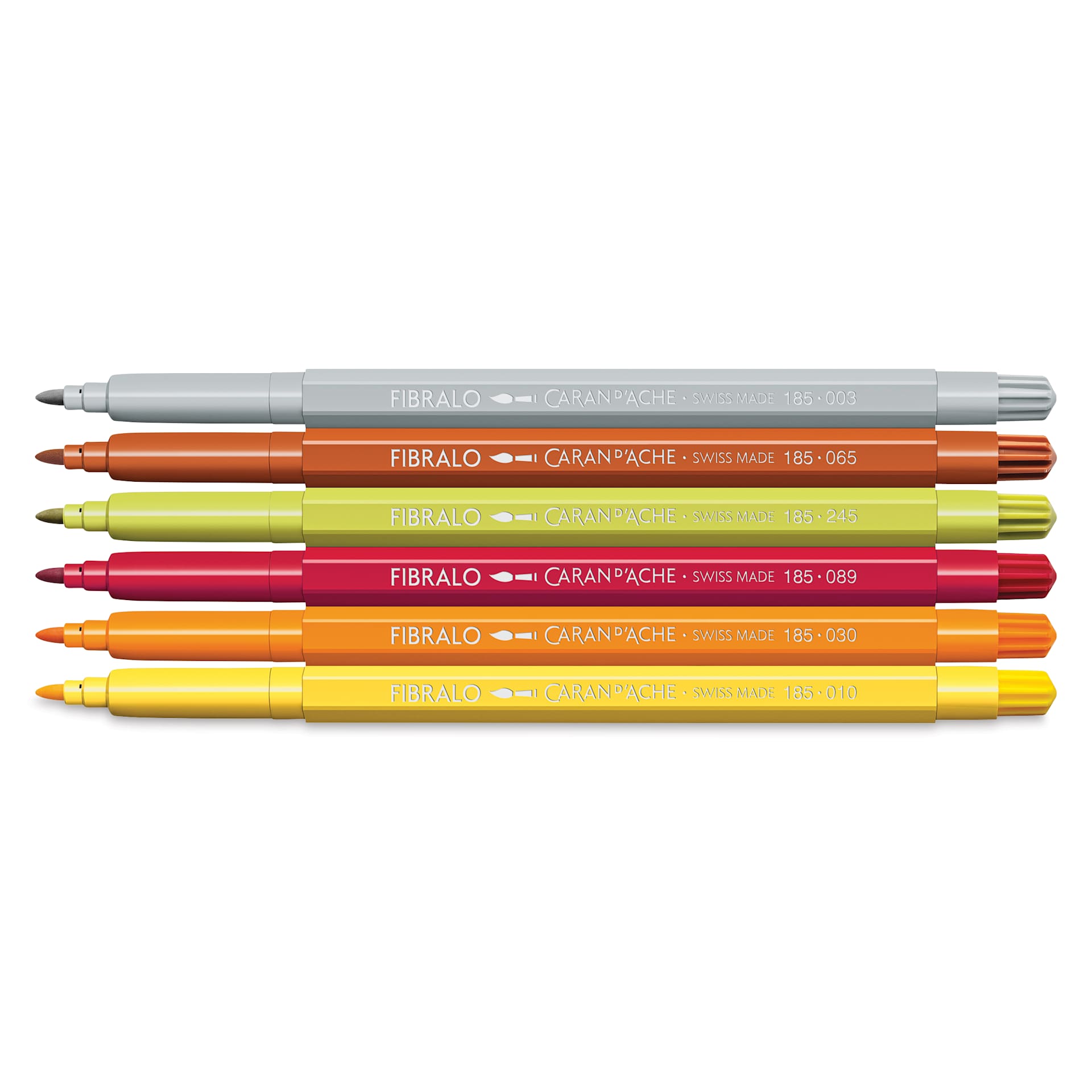 Caran d'Ache Fibralo Water-Soluble Markers - Set of 6, Kawaii Cute Animals, contents