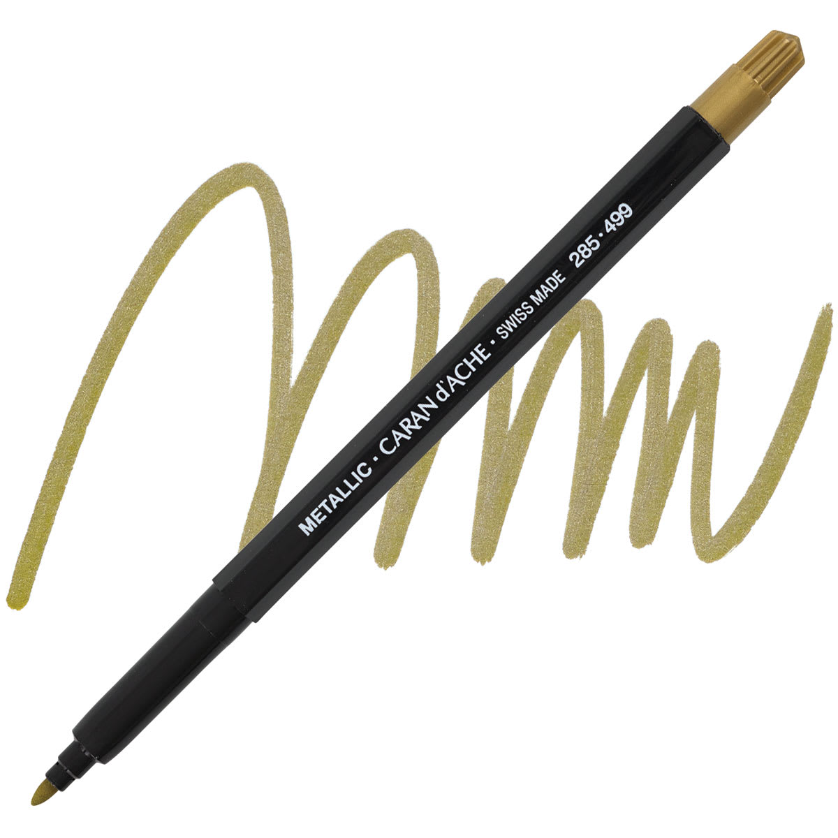 Caran d'Ache Fibralo Marker - Metallic Gold marker and swatch
