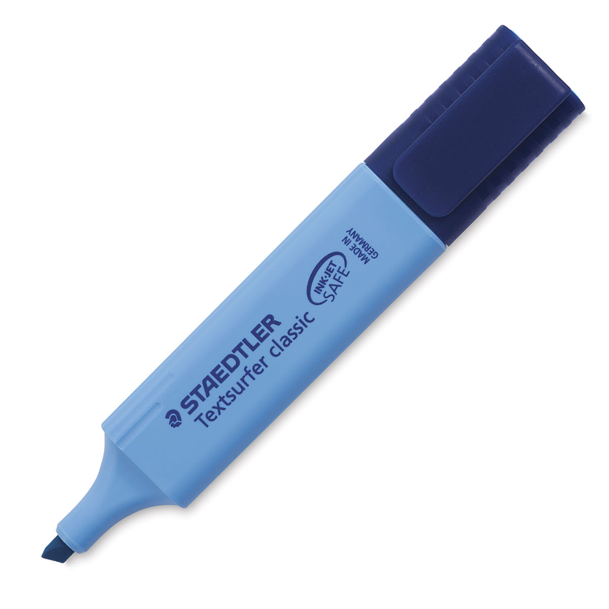 Staedtler Textsurfer Classic Highlighters - Single Blue Highlighter uncapped and at an angle