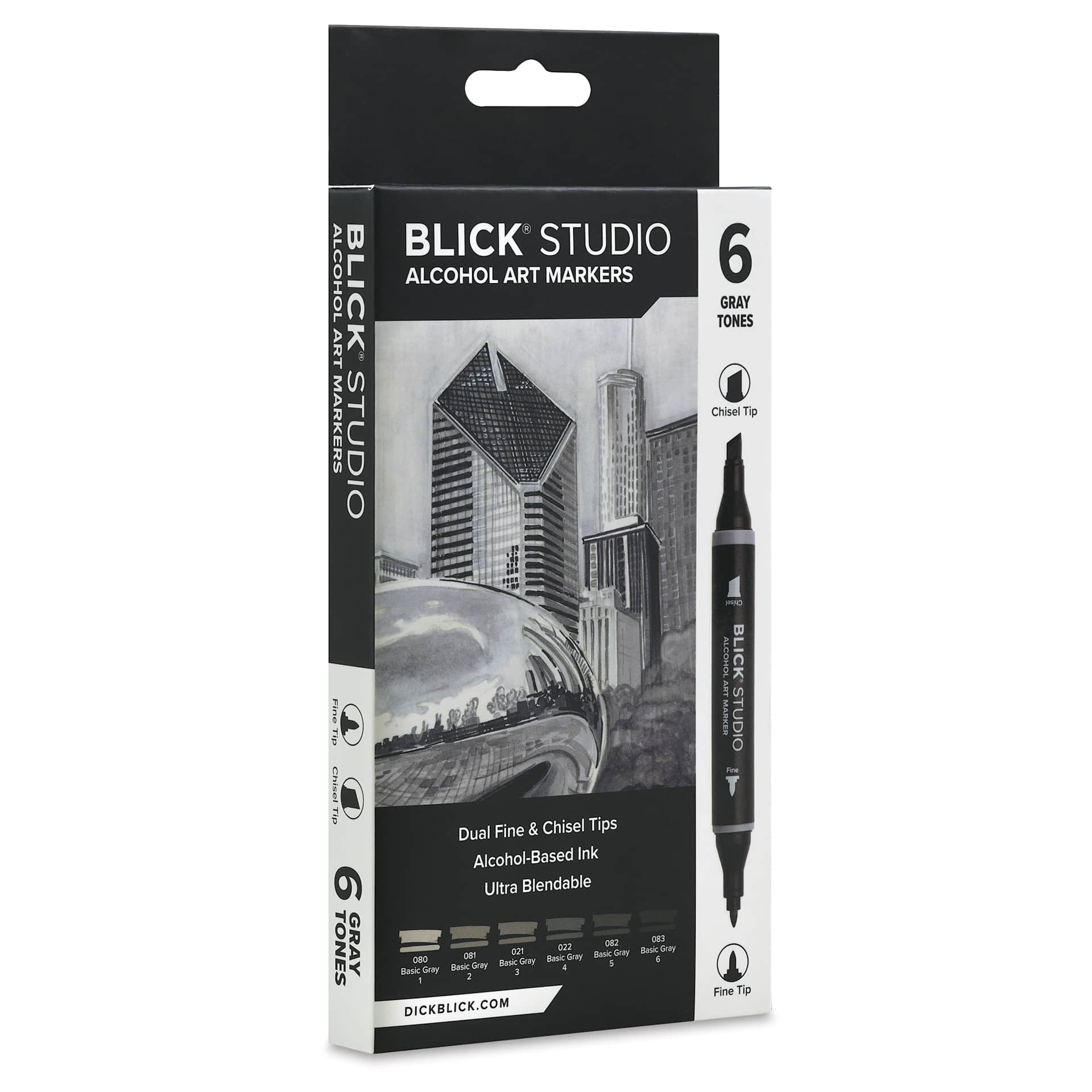 Blick Studio Double-Ended Alcohol Art Markers - Gray Tones, Set of 6