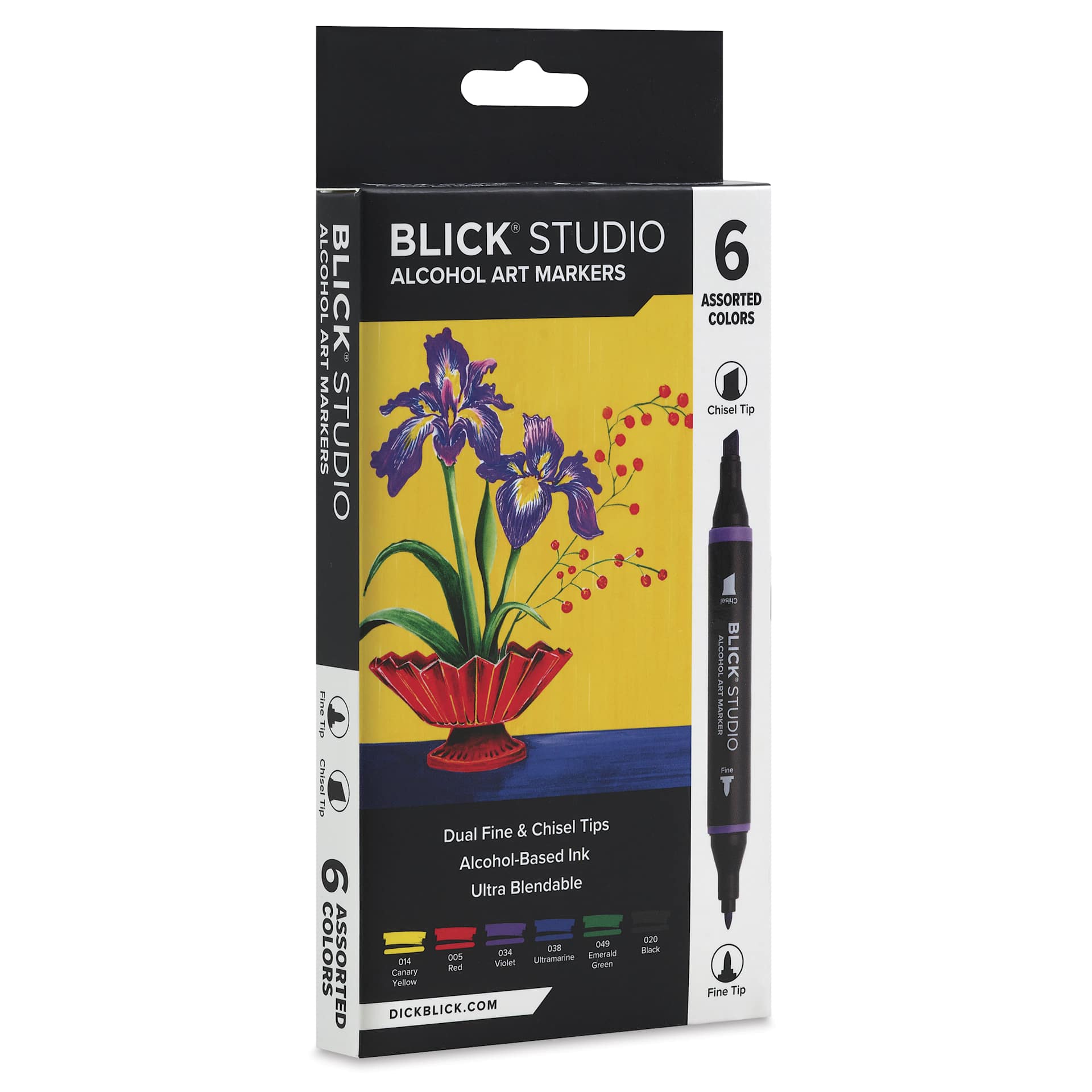 Blick Studio Double-Ended Alcohol Art Markers - Assorted Colors, Set of 6