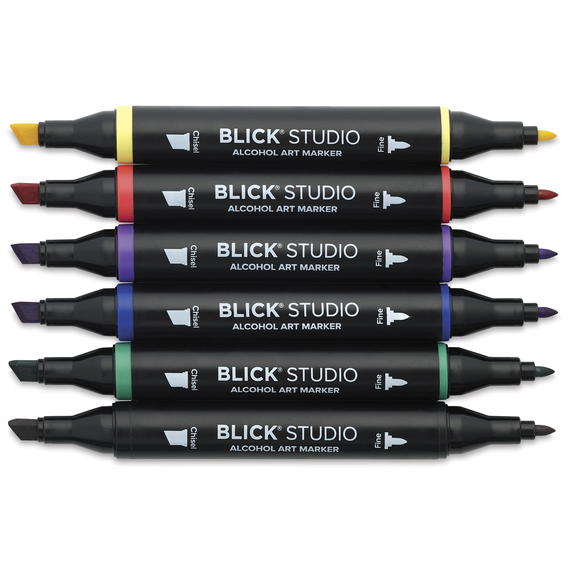 Blick Studio Double-Ended Alcohol Art Markers - Assorted Colors, Set of 6, out of packaging