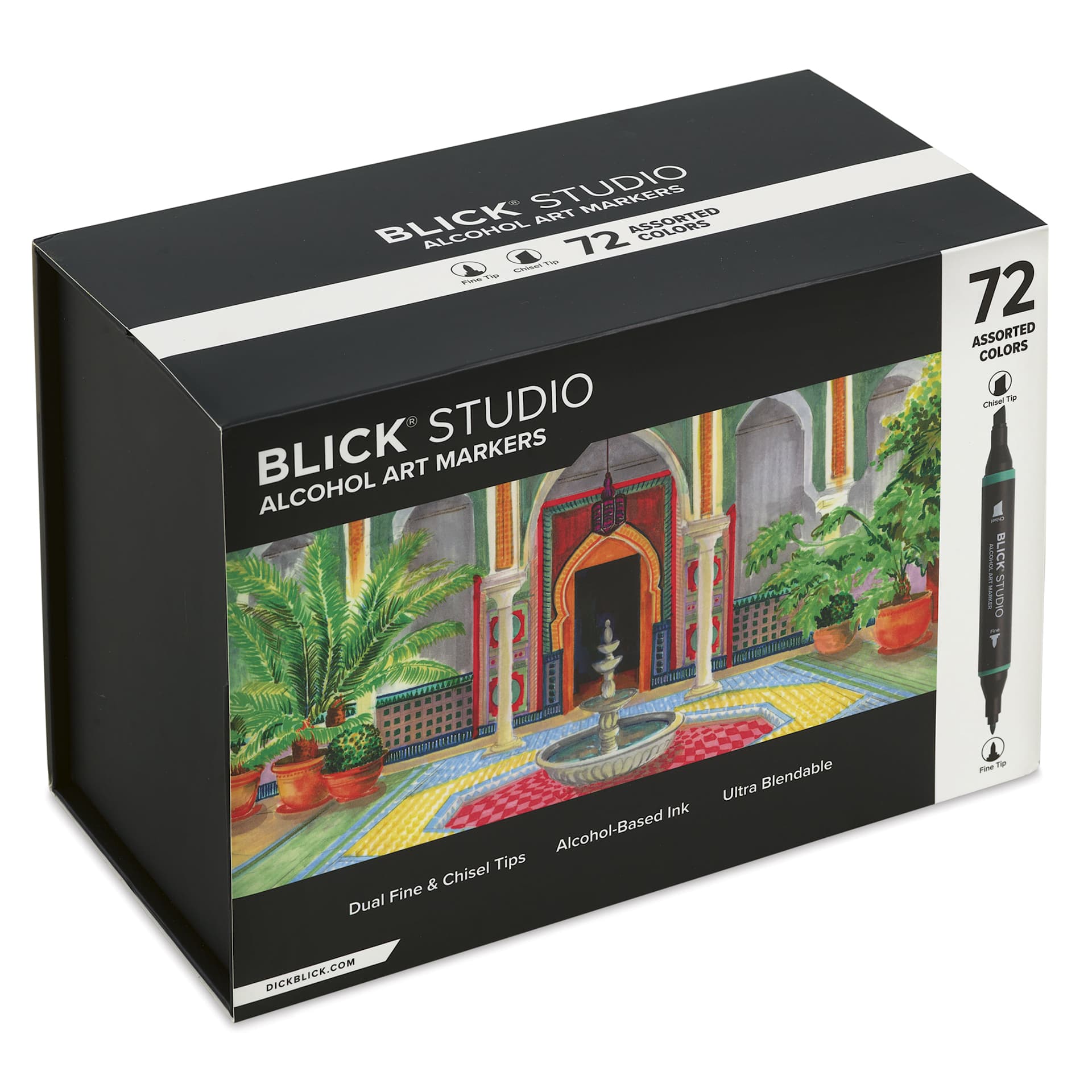 Blick Studio Double-Ended Alcohol Art Markers - Assorted Colors, Set of 72, packaging