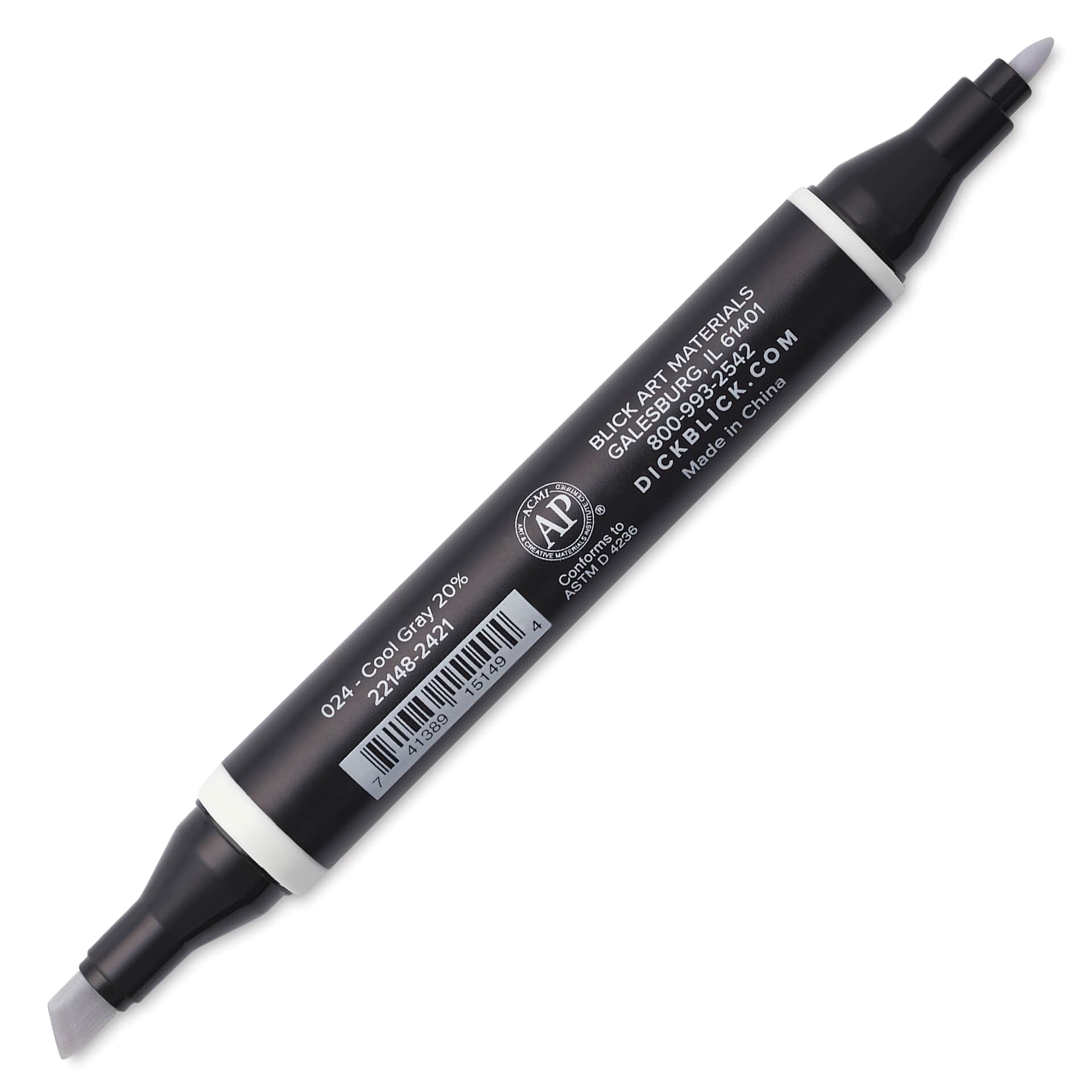 Blick Studio Alcohol Art Marker - 024 Cool Gray 20%, marker with caps off