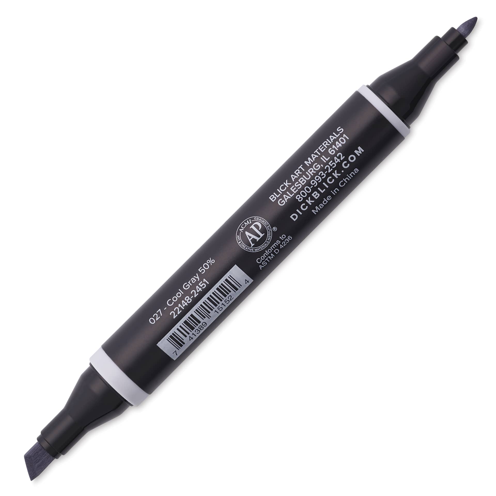 Blick Studio Alcohol Art Marker - 027 Cool Gray 50%, marker with caps off