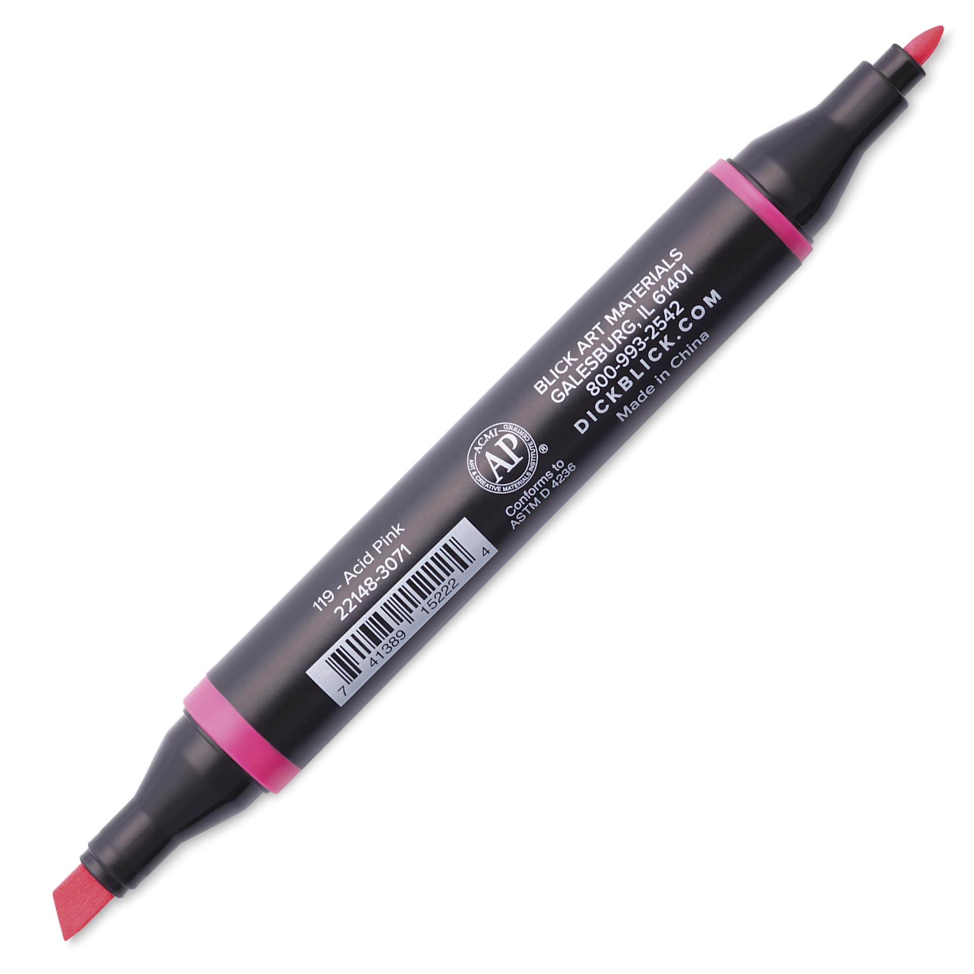 Blick Studio Alcohol Art Marker - 119 Acid Pink, marker with caps off
