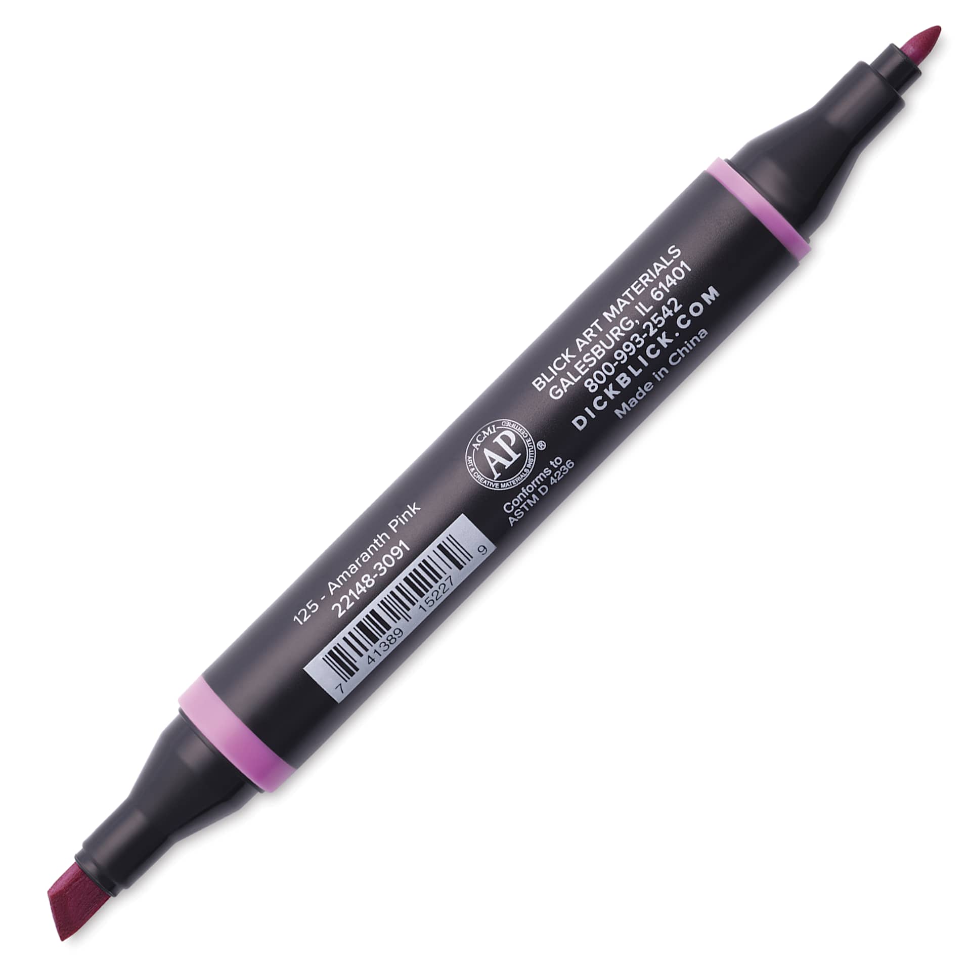 Blick Studio Alcohol Art Marker - 125 Amaranth Pink, marker with caps off