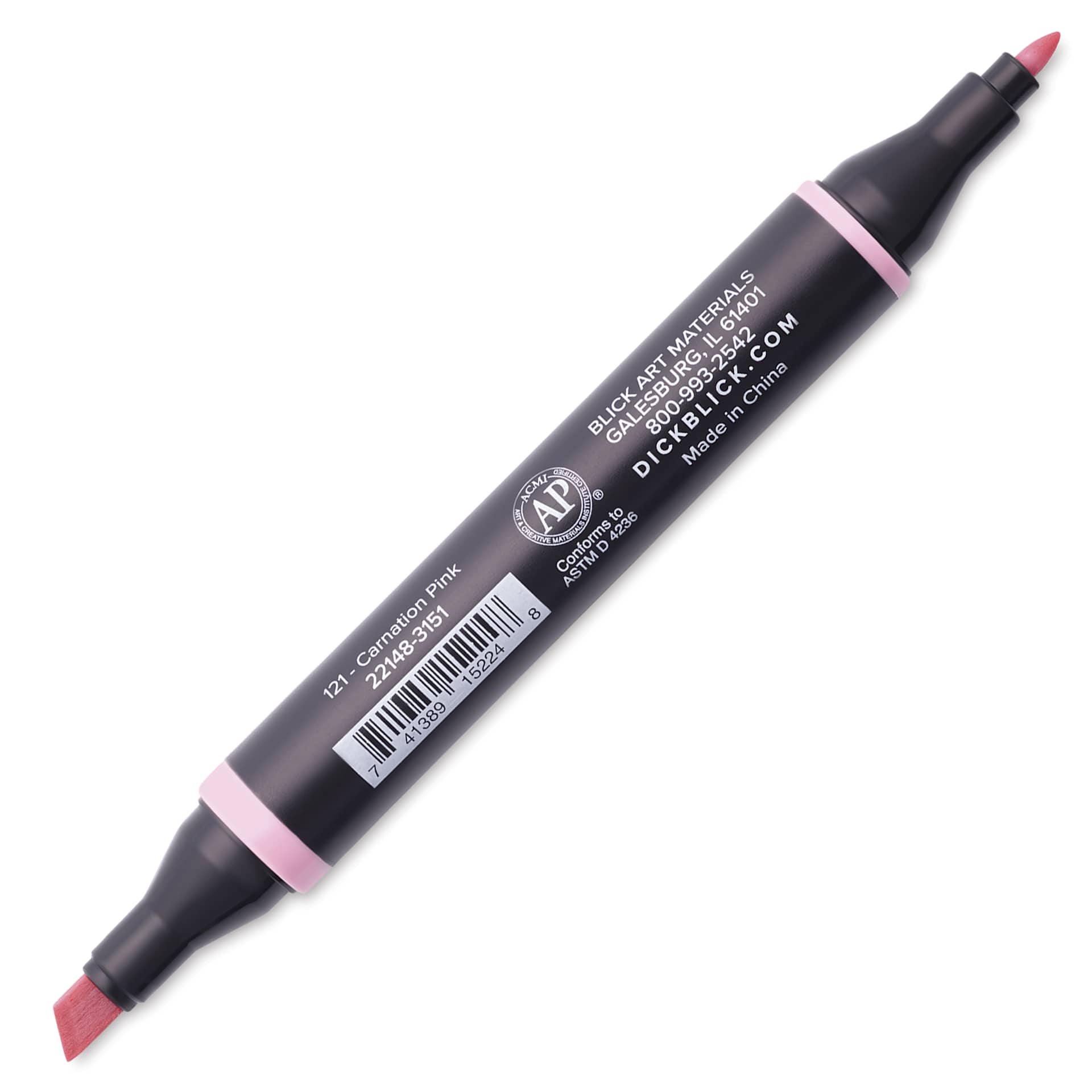 Blick Studio Alcohol Art Marker - 121 Carnation Pink, marker with caps off