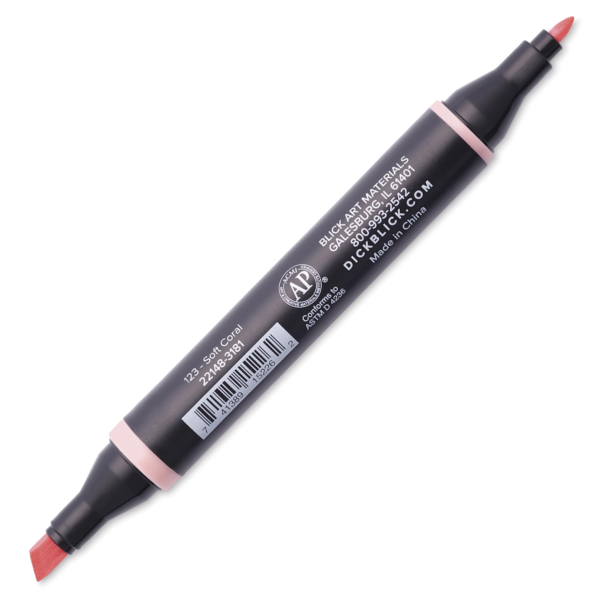 Blick Studio Alcohol Art Marker - 123 Soft Coral, marker with caps off