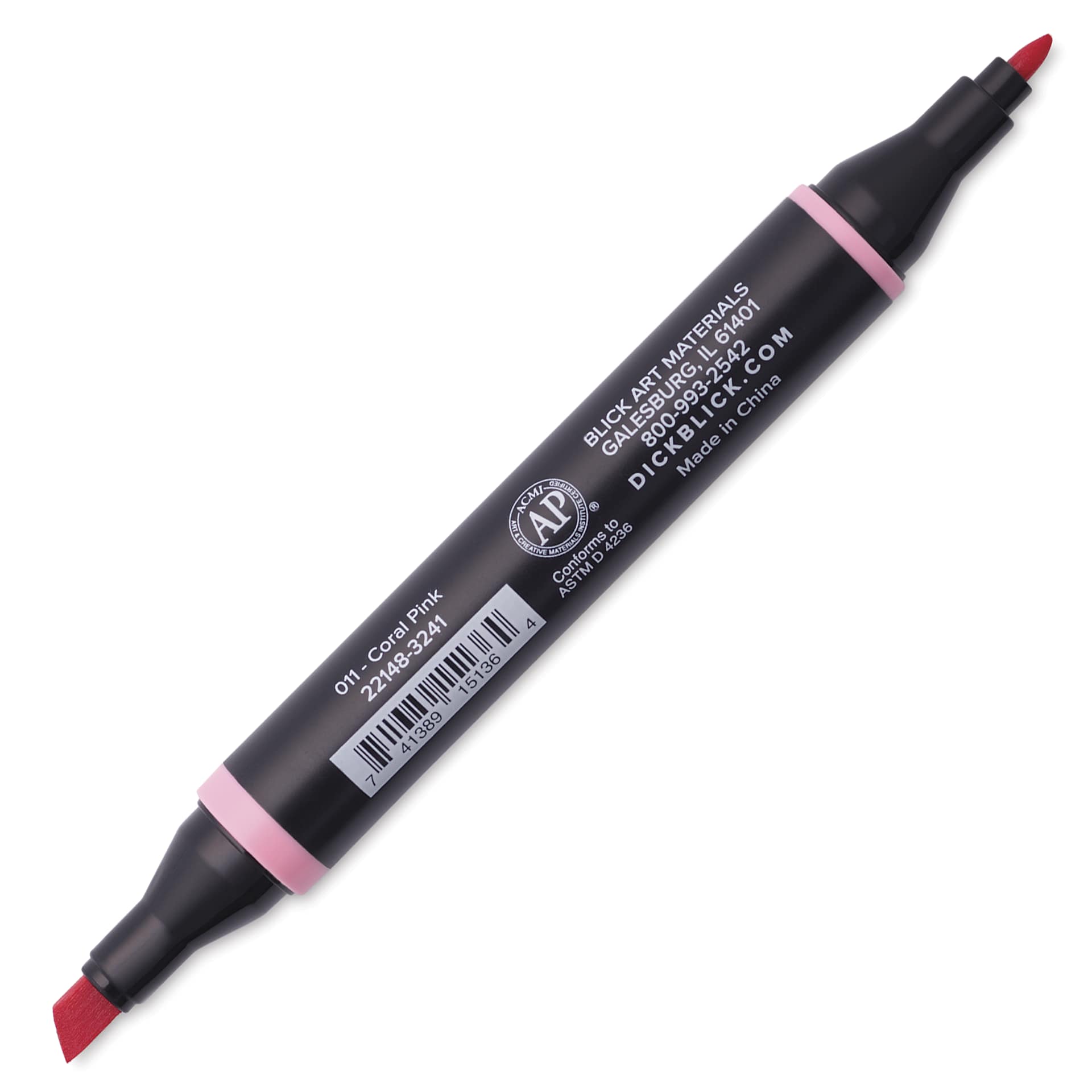 Blick Studio Alcohol Art Marker - 011 Coral Pink, marker with caps off