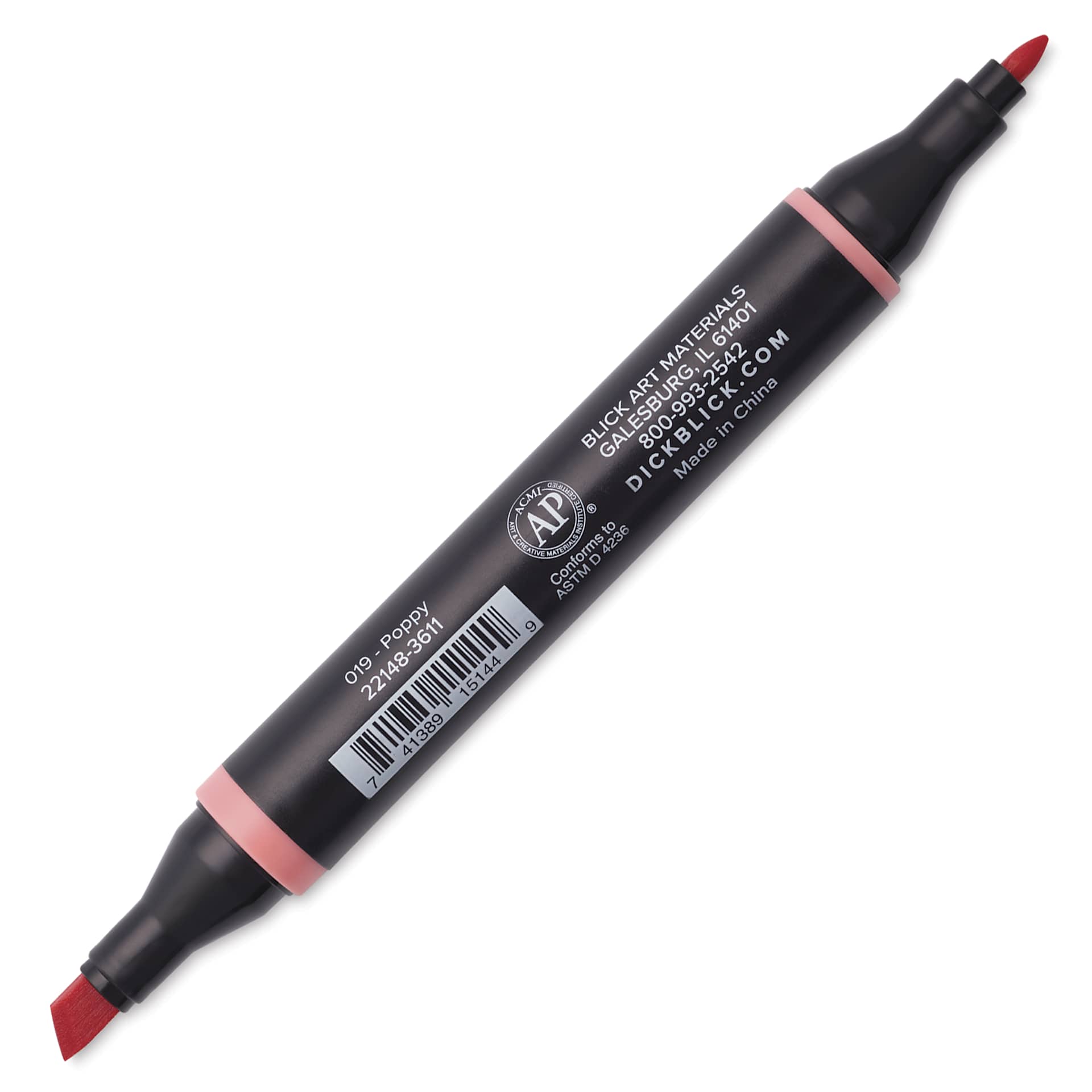 Blick Studio Alcohol Art Marker - 019 Poppy, marker with caps off
