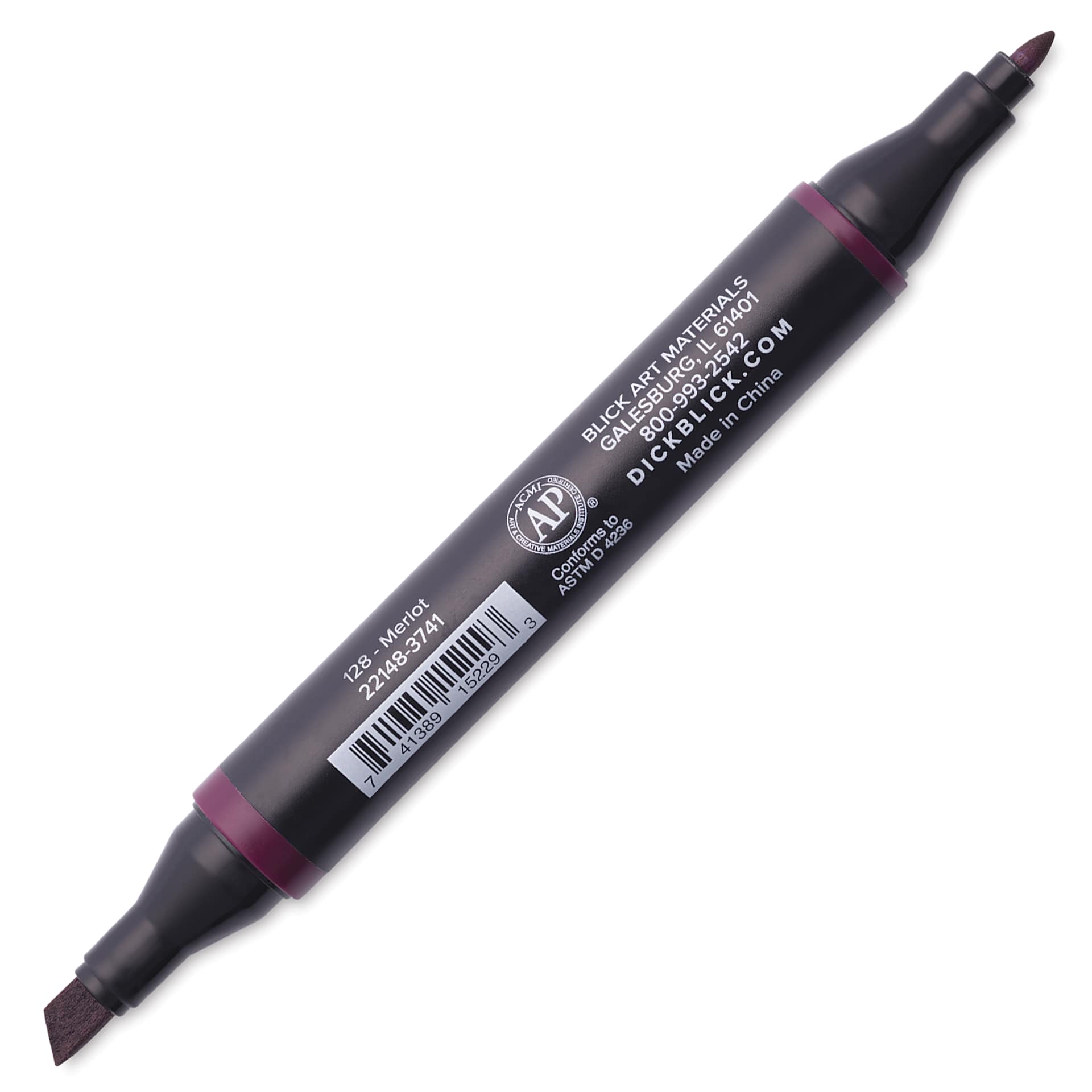 Blick Studio Alcohol Art Marker - 128 Merlot, marker with caps off