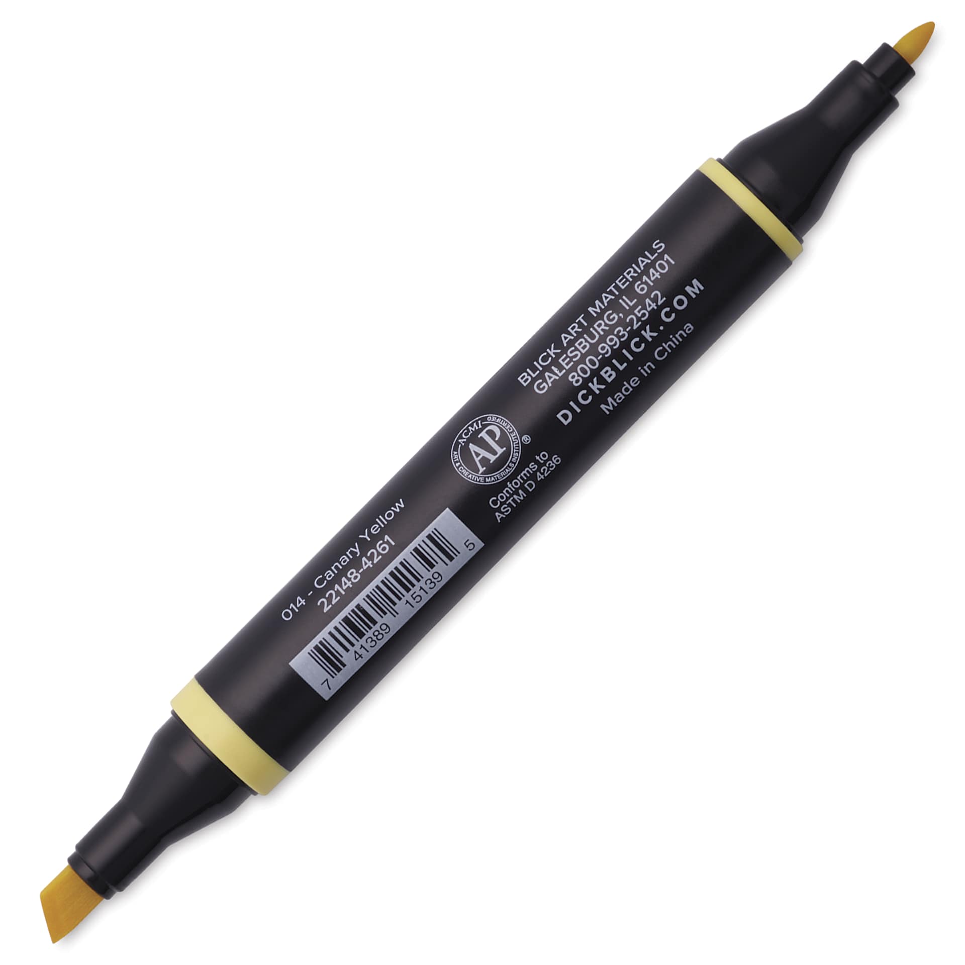 Blick Studio Alcohol Art Marker - 014 Canary Yellow, marker with caps off