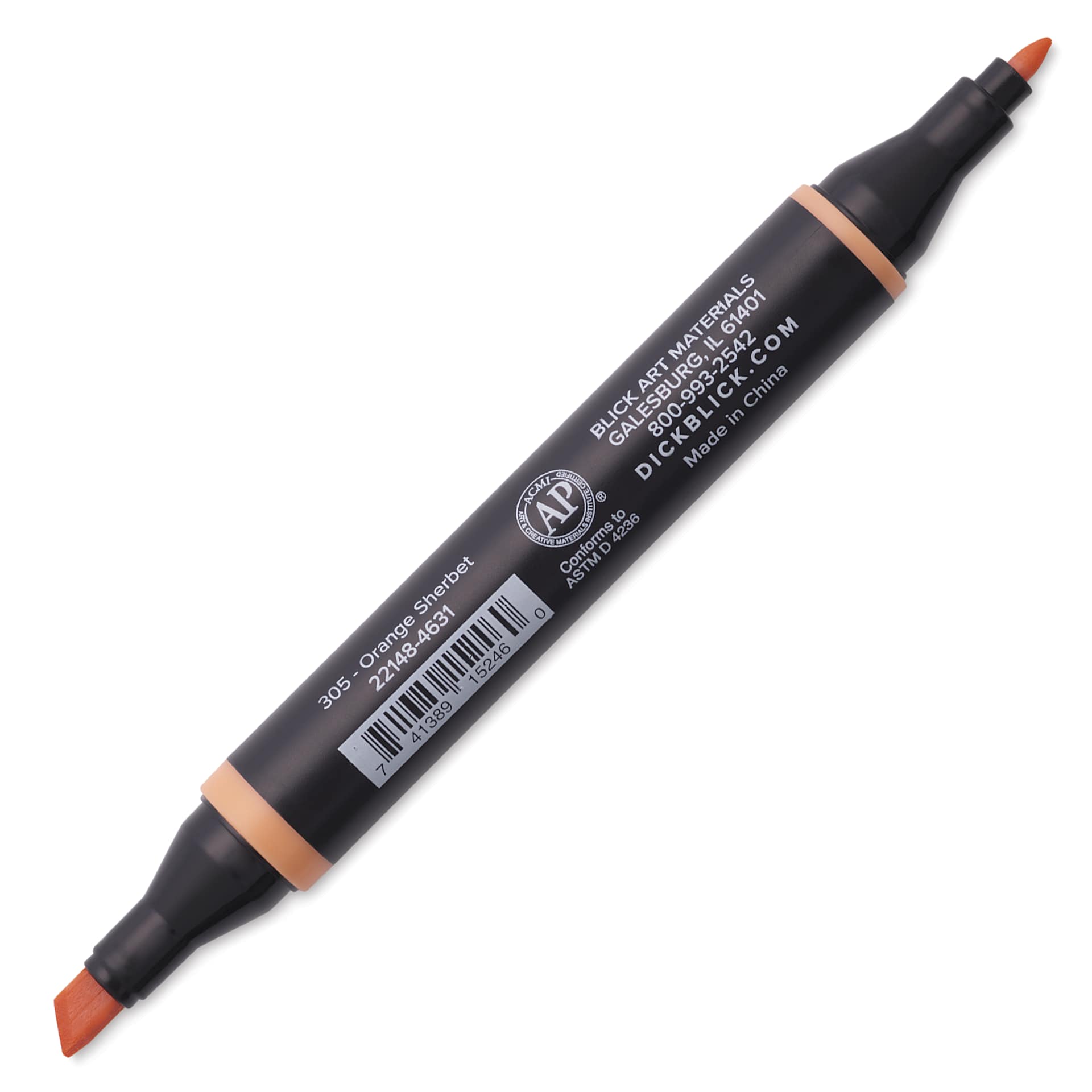 Blick Studio Alcohol Art Marker - 305 Orange Sherbet, marker with caps off