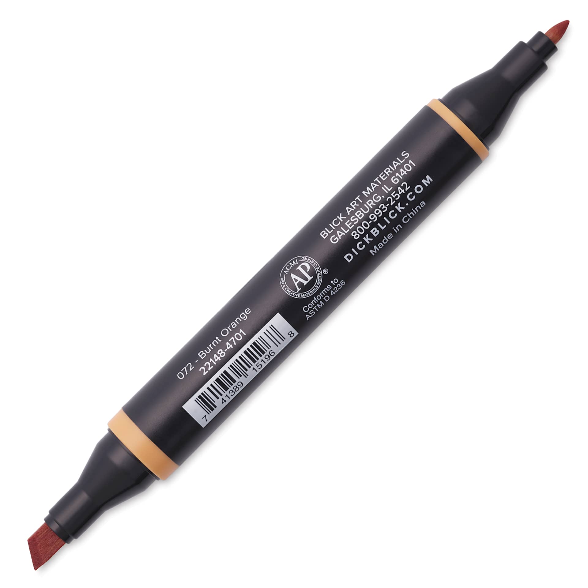 Blick Studio Alcohol Art Marker - 072 Burnt Orange, marker with caps off