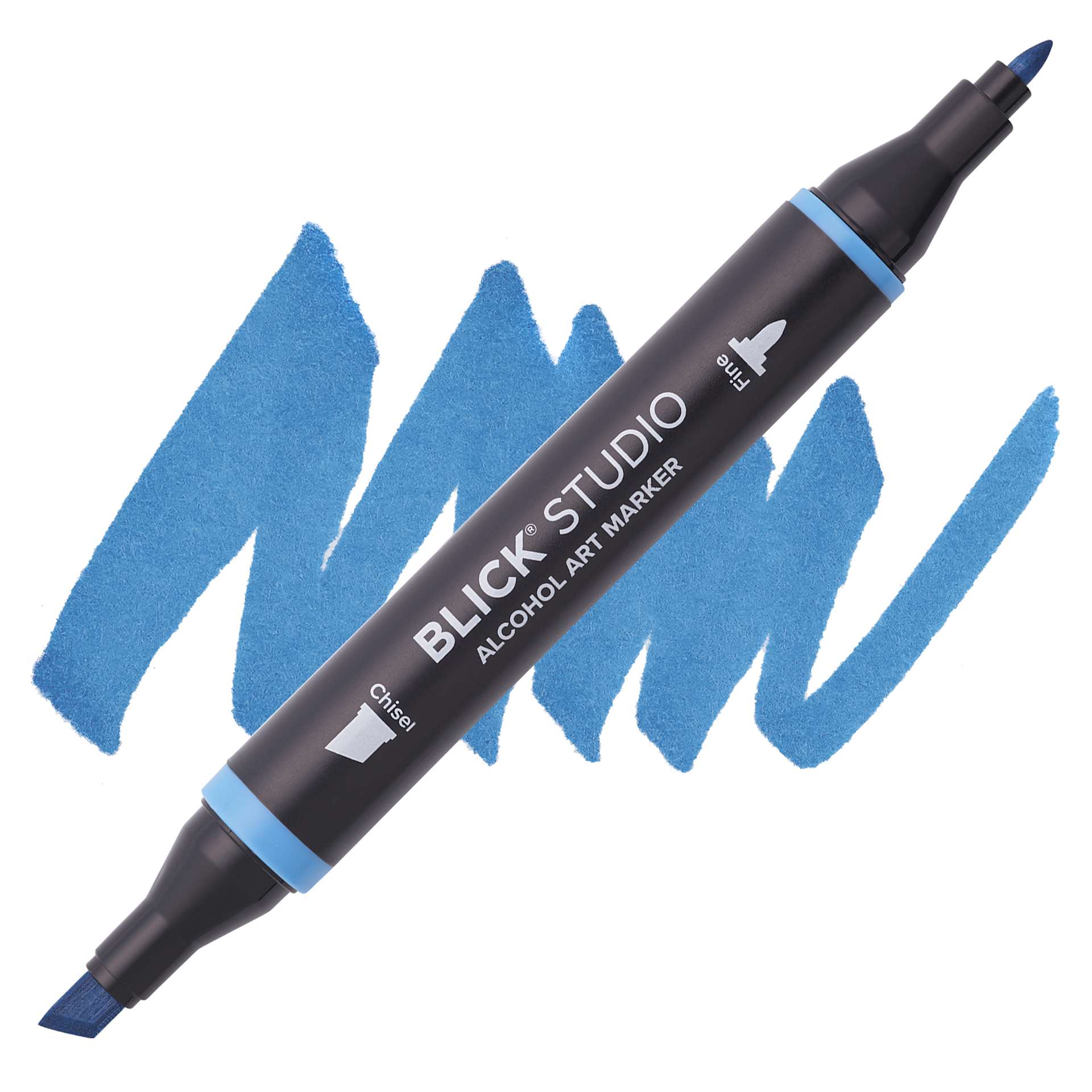 Blick Studio Alcohol Art Marker - 039 True Blue, swatch and marker